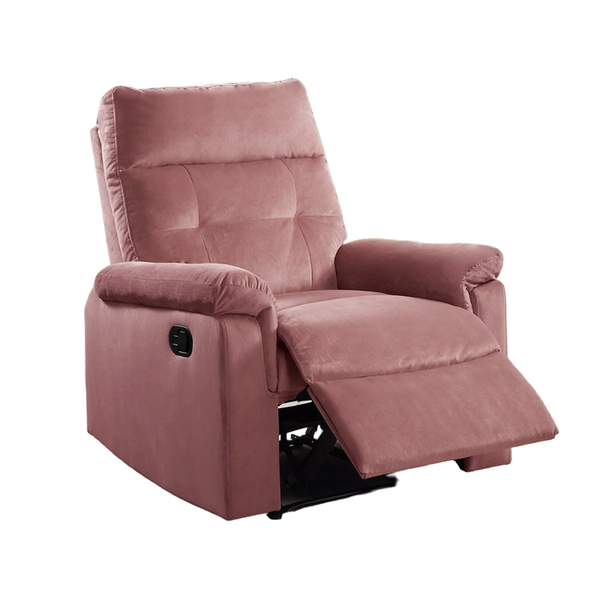 Velvet Upholstered Manual Motion Single Recliner with Tufted Back