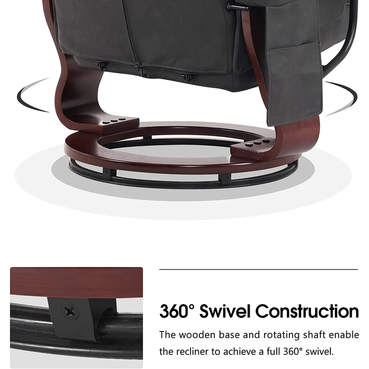 MCombo Swivel Recliners with Ottoman, Vibration Massage TV Chairs with Side Pocket