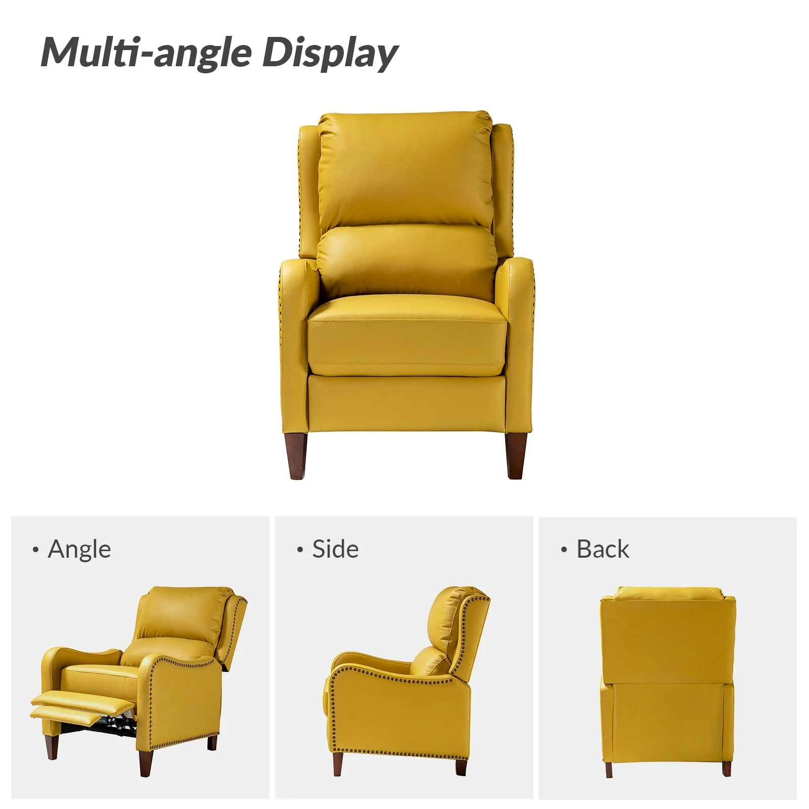 Brigida Modern Genuine Leather Nailhead Trim Recliner with Adjustable Footrest Set of 2 by HULALA HOME