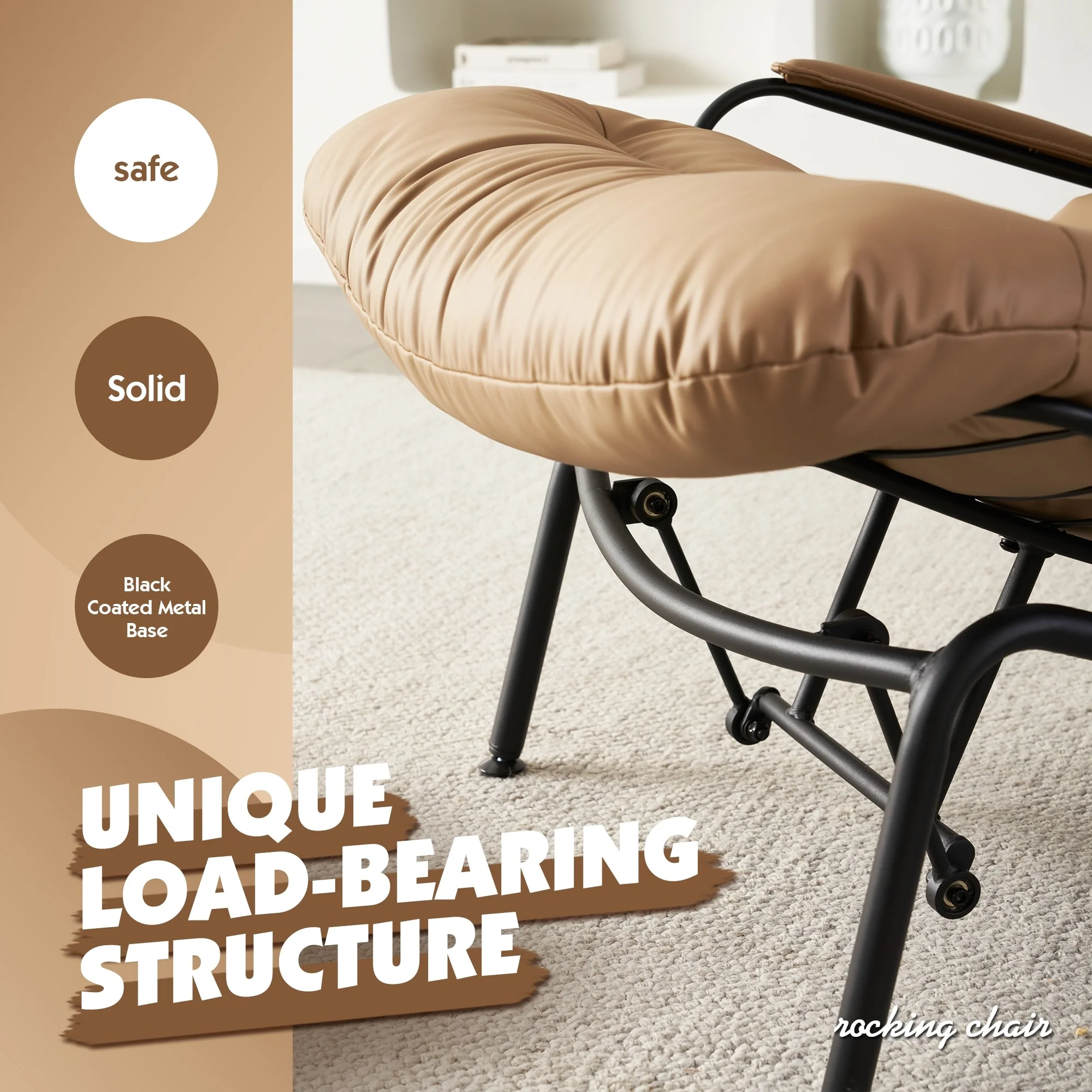 OVIOS Living Room Accent Chair Rocking Recliner Chair with Ottoman