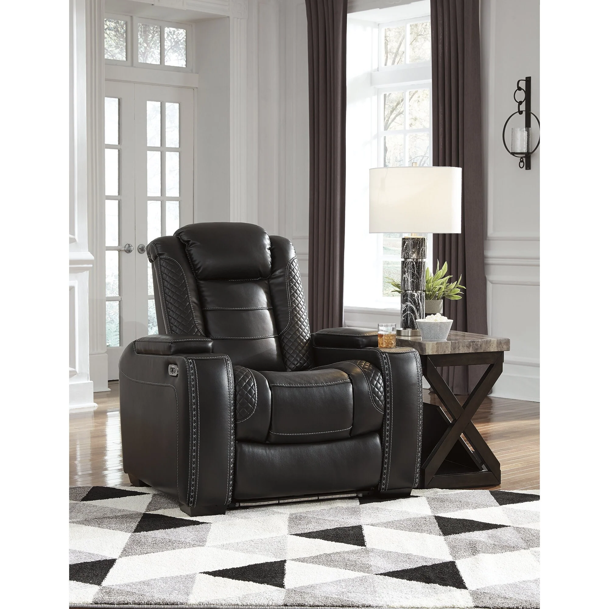 Signature Design by Ashley Party Time Black 3-Piece Home Theater Seating