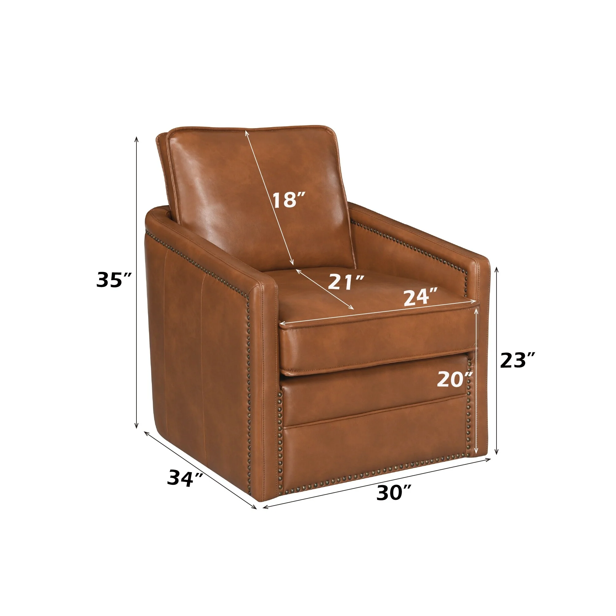 Brown Leather Aire Swivel Chair W/Glider