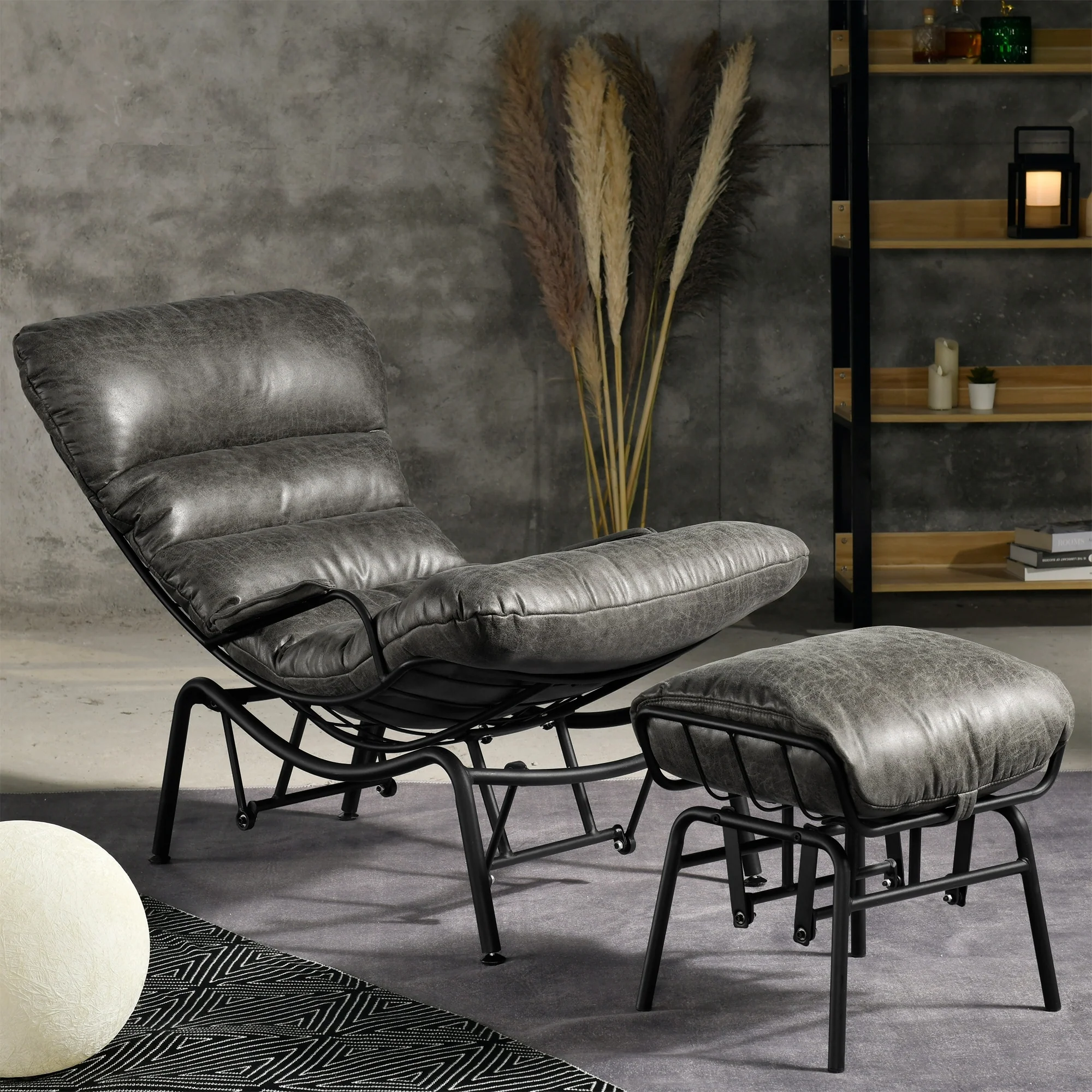 OVIOS Living Room Accent Chair Rocking Recliner Chair with Ottoman