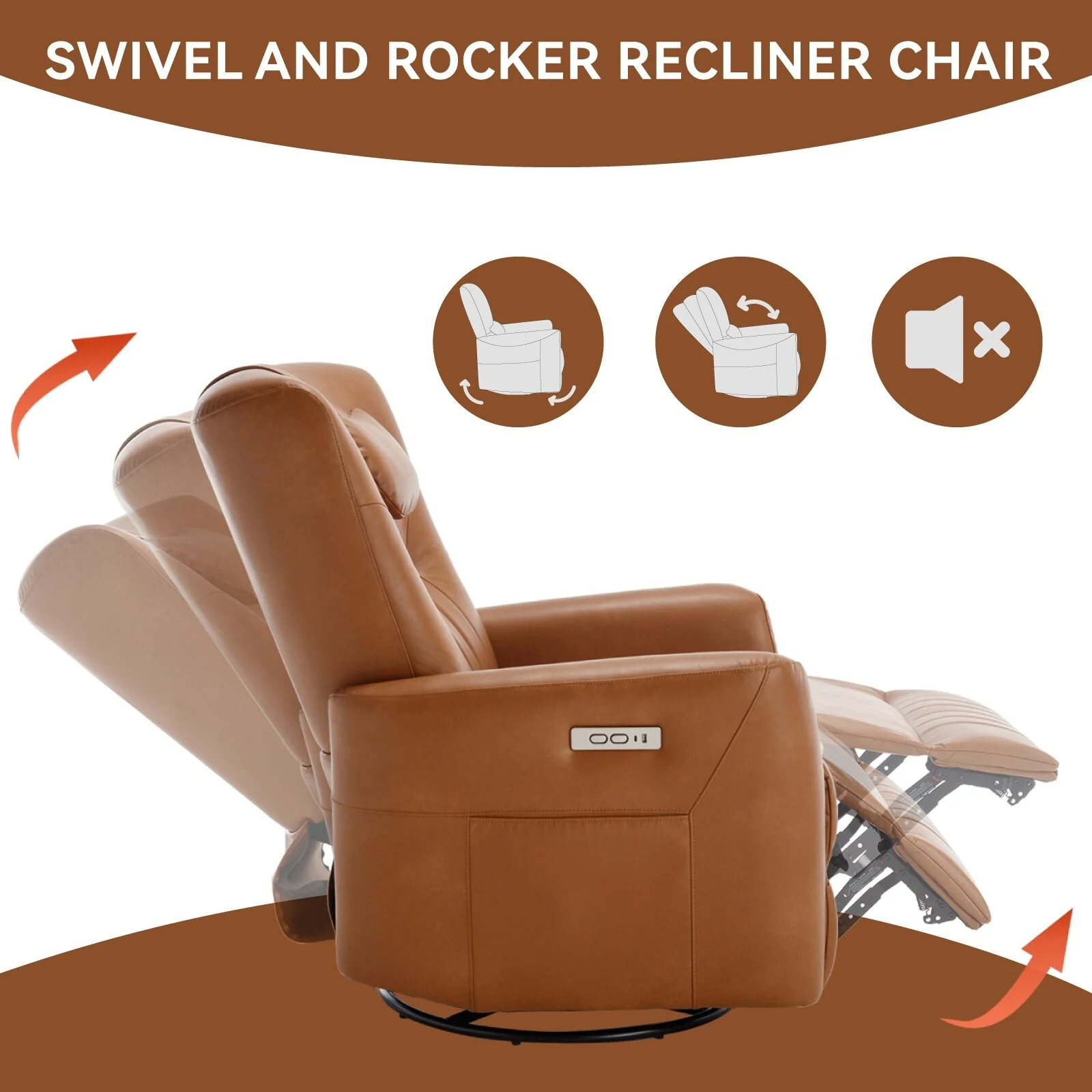 Swivel and Rocker Power Recliner Chair with Lumbar