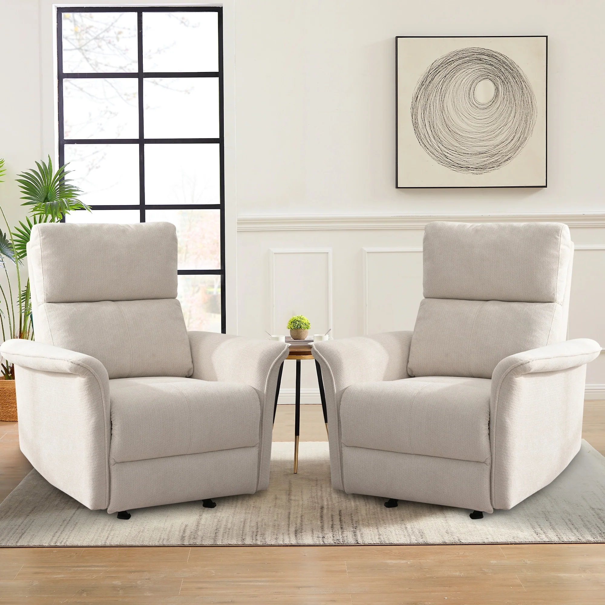 Manual Rocker Recliner Chair,Manual Rocking Glider Recliner,Fabric Nursery Chair,Single Sofa Recliner,Wide Armrests