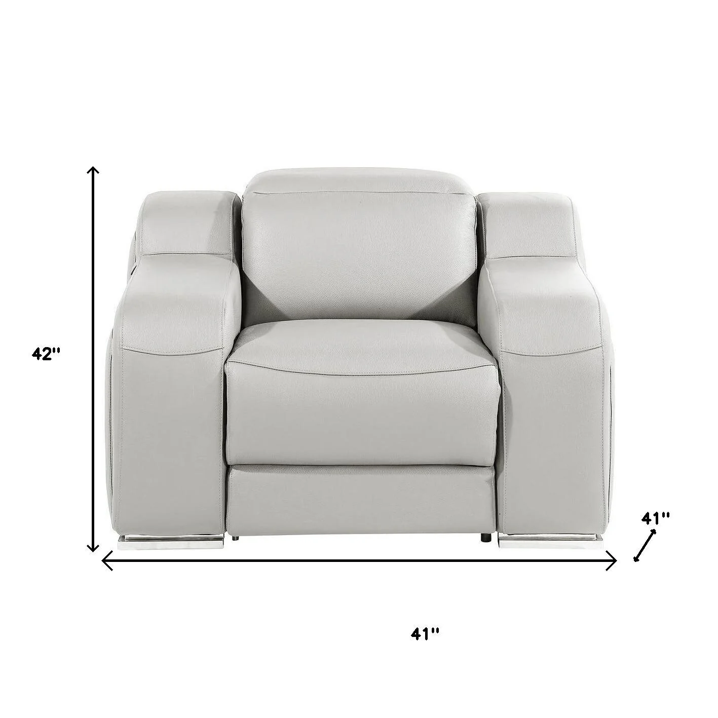 HomeRoots 41 Light Gray Italian Leather Wall Hugger Recliner With USB