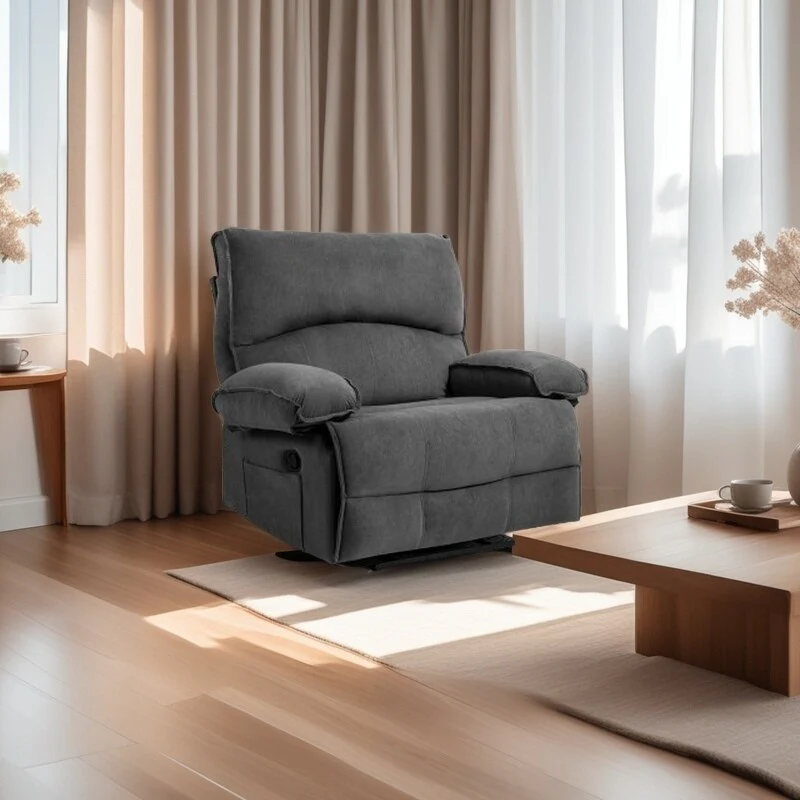 Extra-Wide Push-Back Recliner with Heated Massage Pillow and Plush Fleece Upholstery