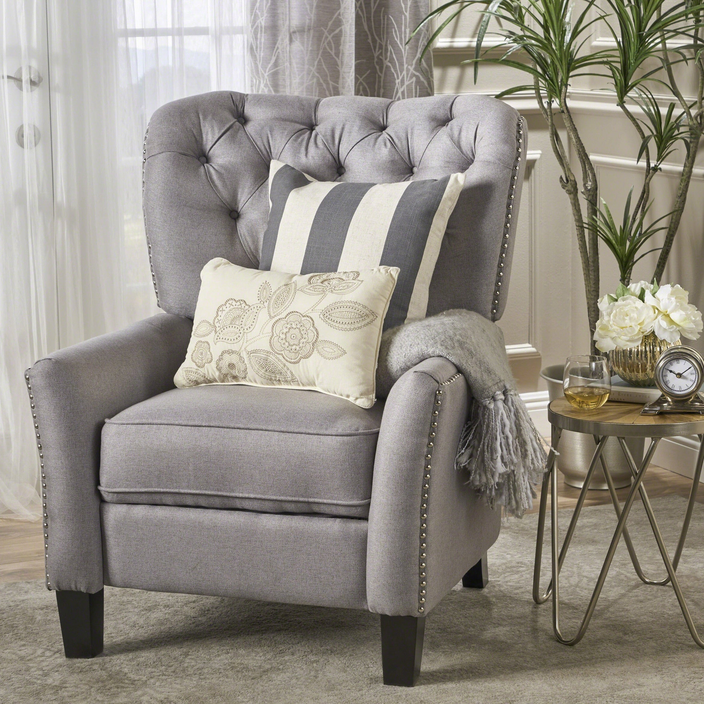 Cerelia Tufted Fabric Recliner by Christopher Knight Home