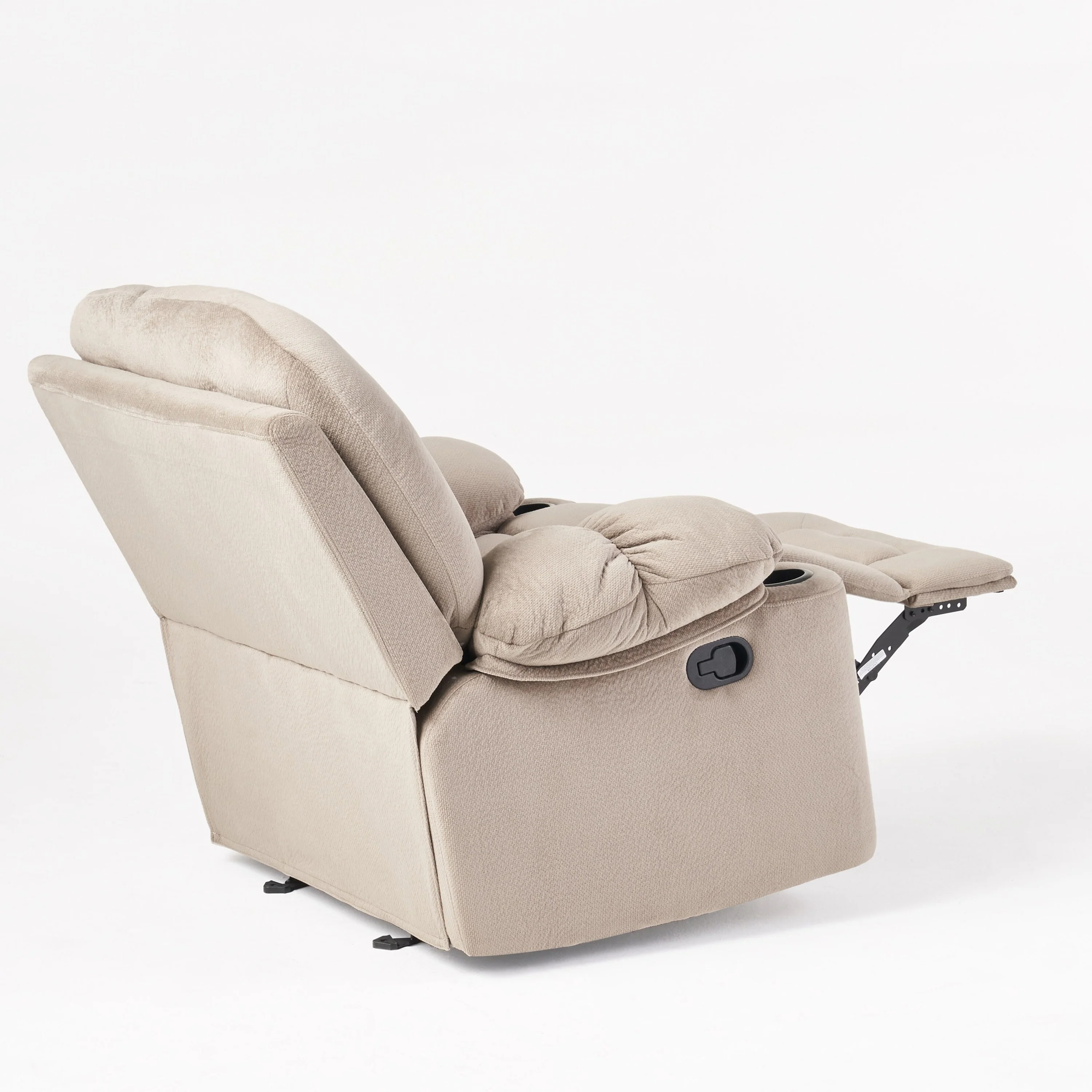 Fabric Manual Recliner Chair with Dual Cup Holders and Generous Padded Cushions