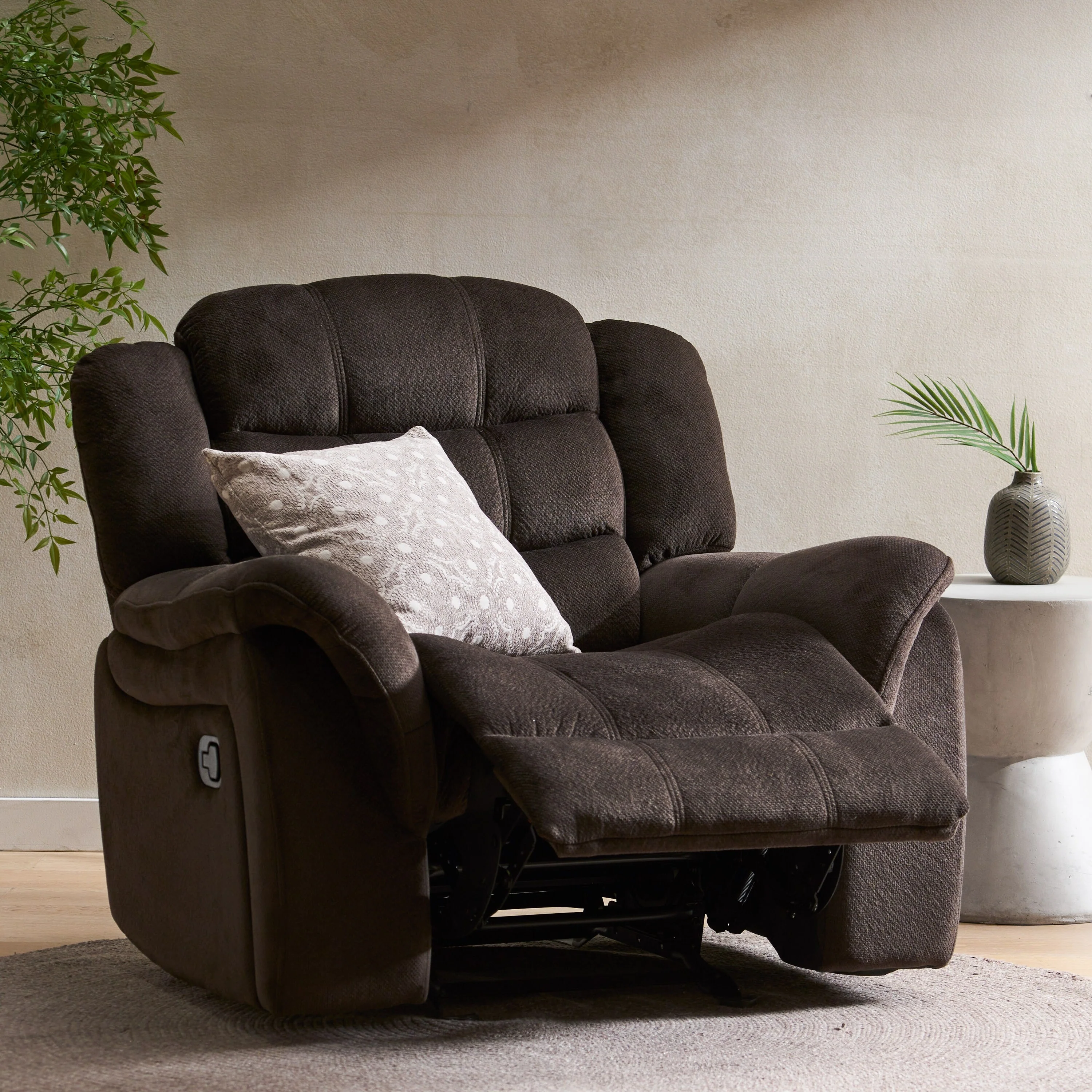 Roomfitters Classic Design, Brown Plush Fabric, Glider Recliner
