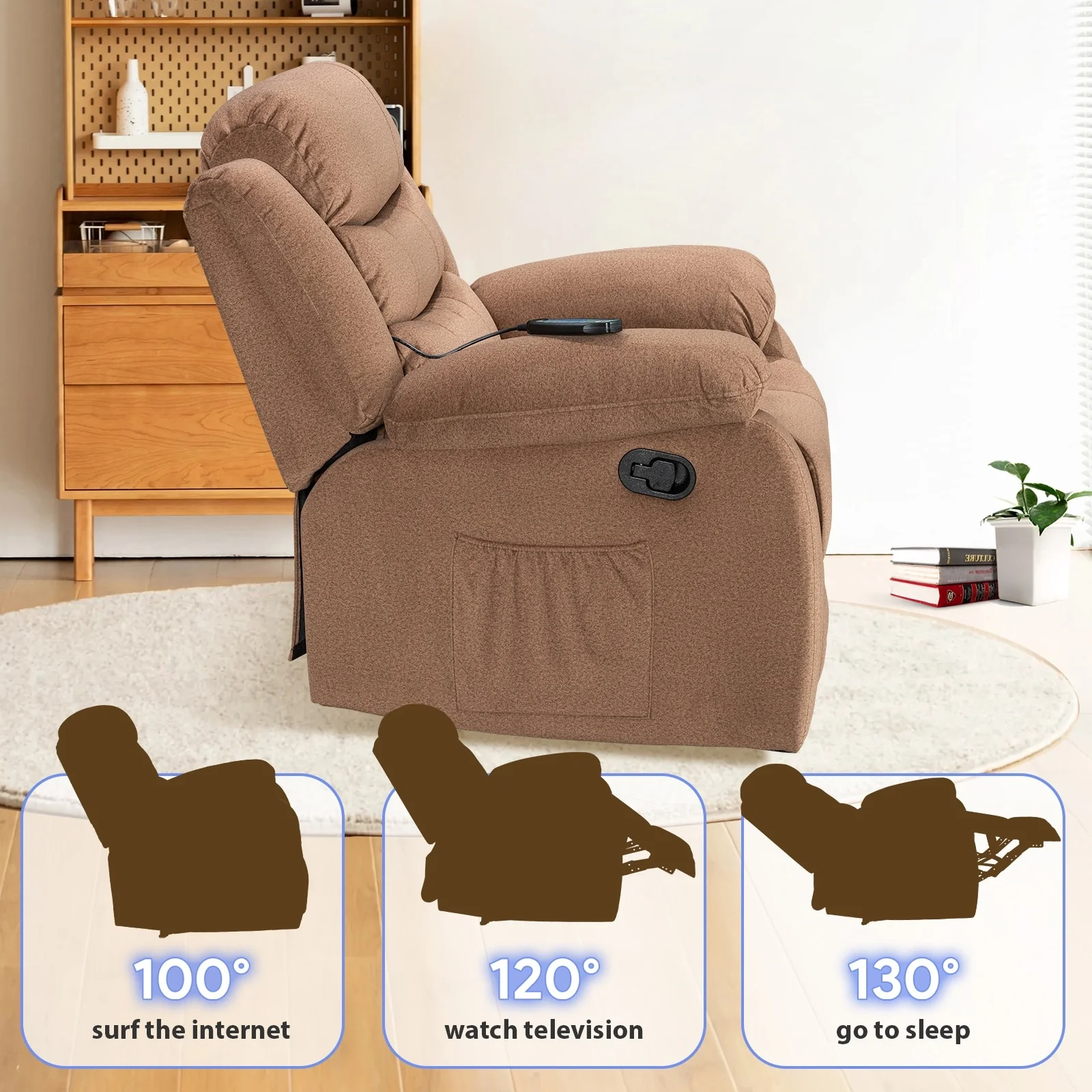 Super Soft Manual Heated and Massage Recliner Chair