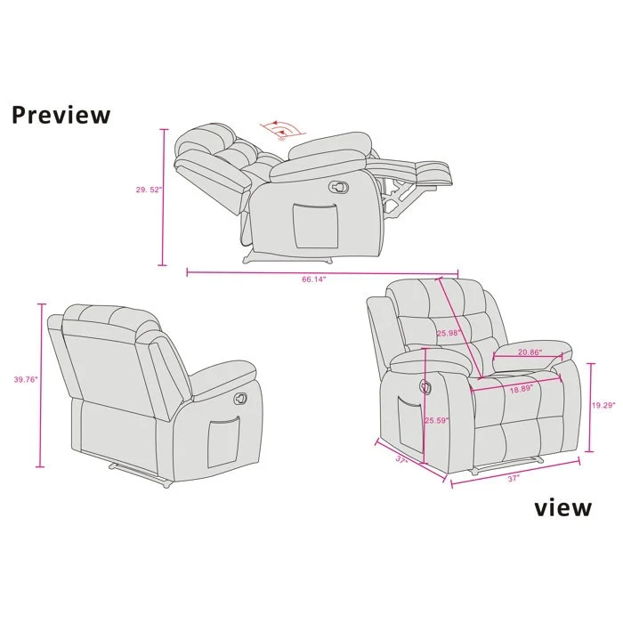 Super Soft Manual Heated and Massage Recliner Chair