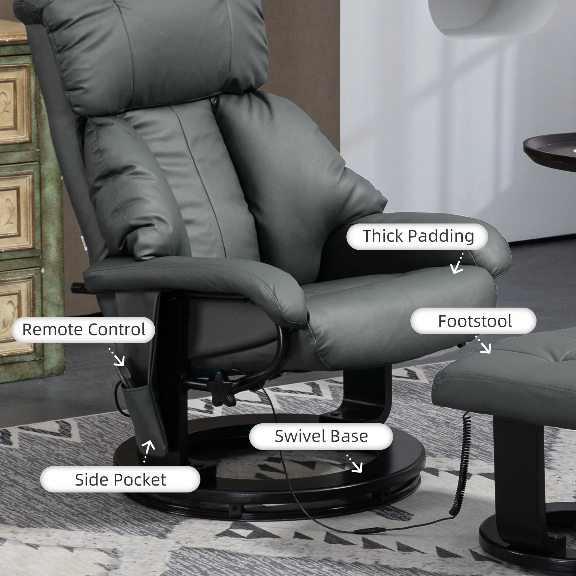 Massage Recliner Chair with Ottoman