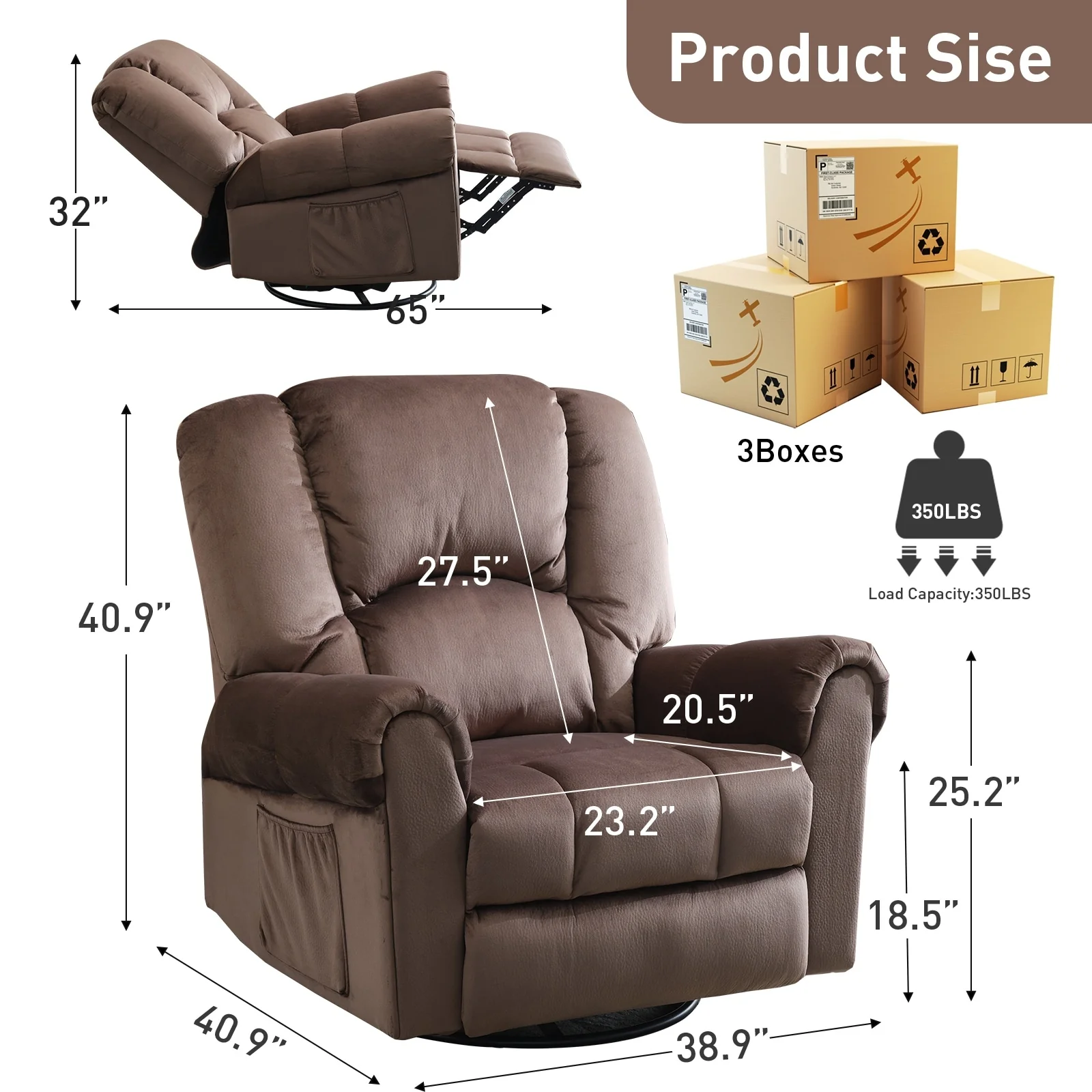 Swivel Rocker Recliners Rocking Swivel Recliner Chair With Massage And Heat With Side Pockets