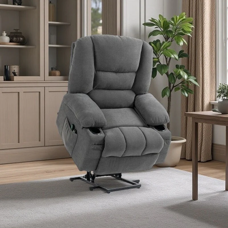 Dual Motor Power Lift Recliner with Massage, Lumbar Heat, USB Charging, and Adjustable Footrest