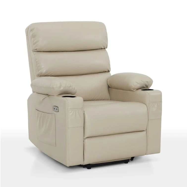 Power Recliner Lift Assit Chair with Vibration Massage and Heat, Faux Leather, 350 lbs