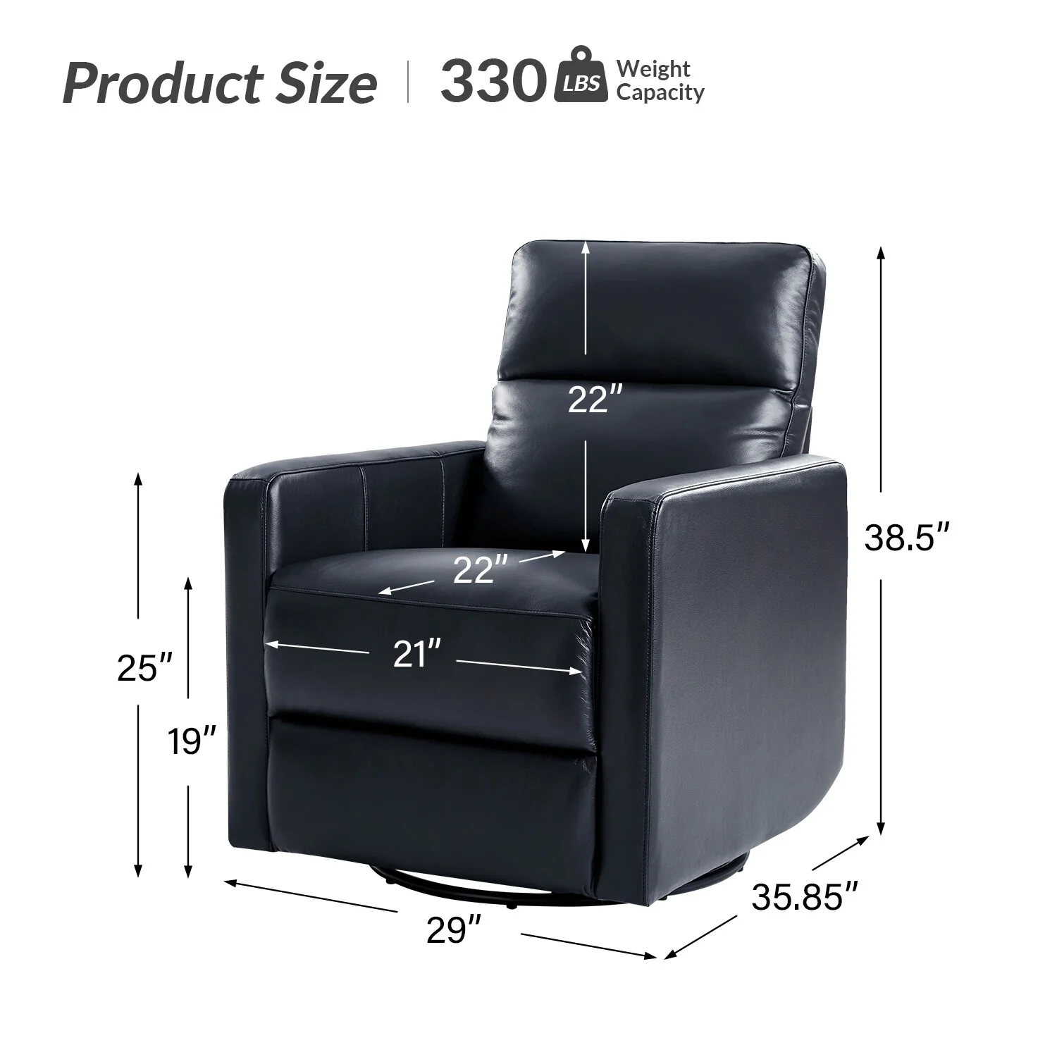 Josefa Modern Genuine Leather Swivel Rocker Recliner by Hulala Home