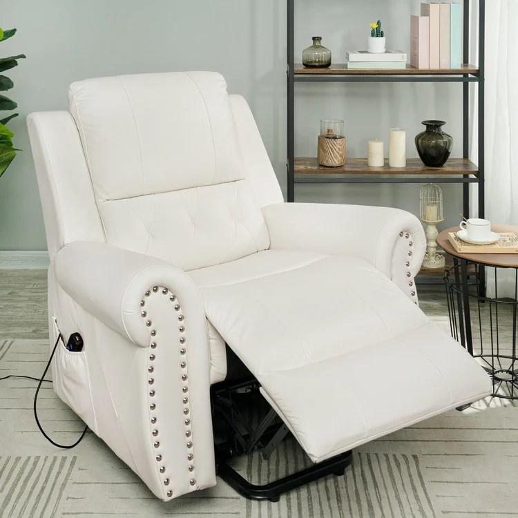 Air Leather Premium Studded Power Lift Recliner Chair with Footrest Reclining Chair with Remote Control