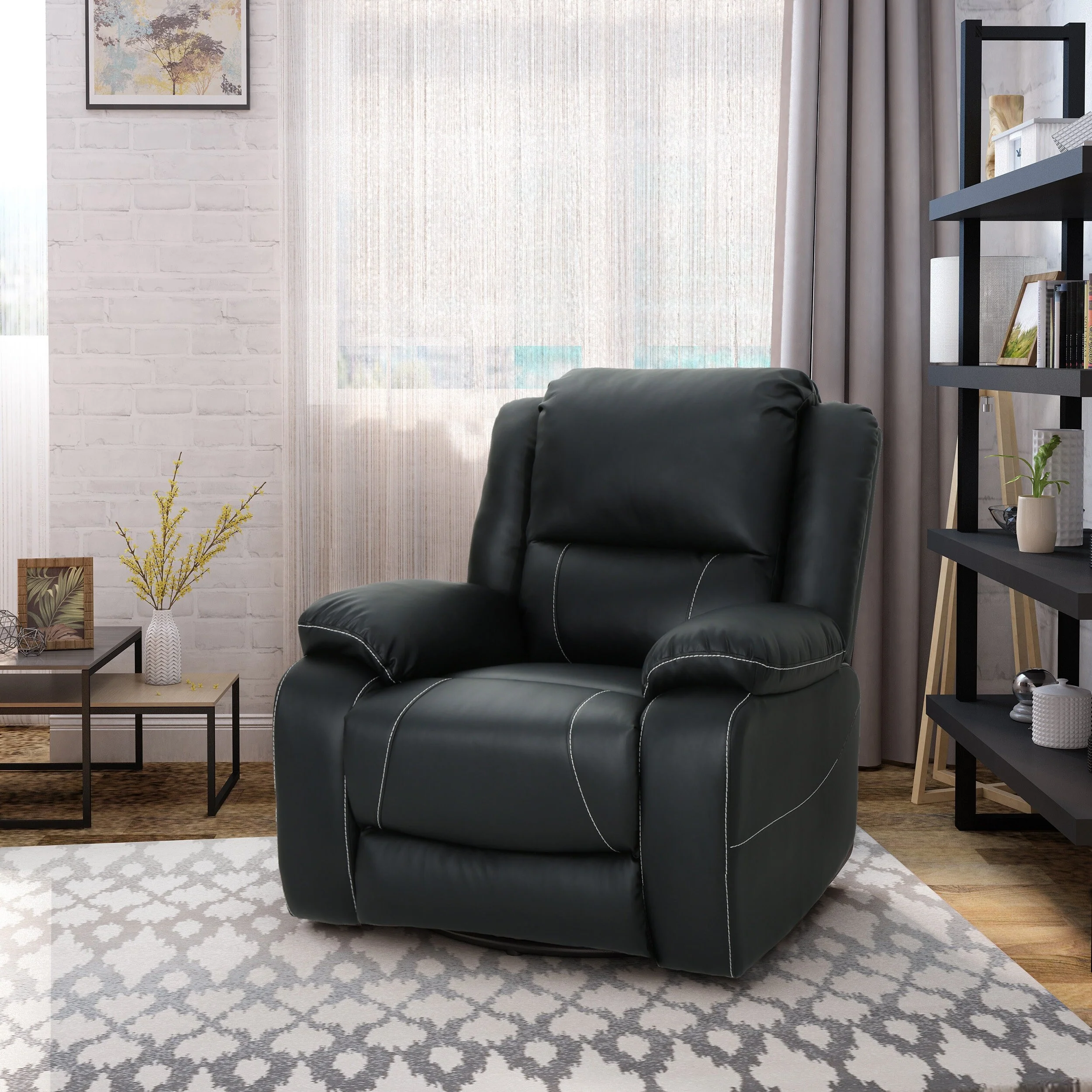 39 Wide Faux Leather Manual Swivel Standard Recliner