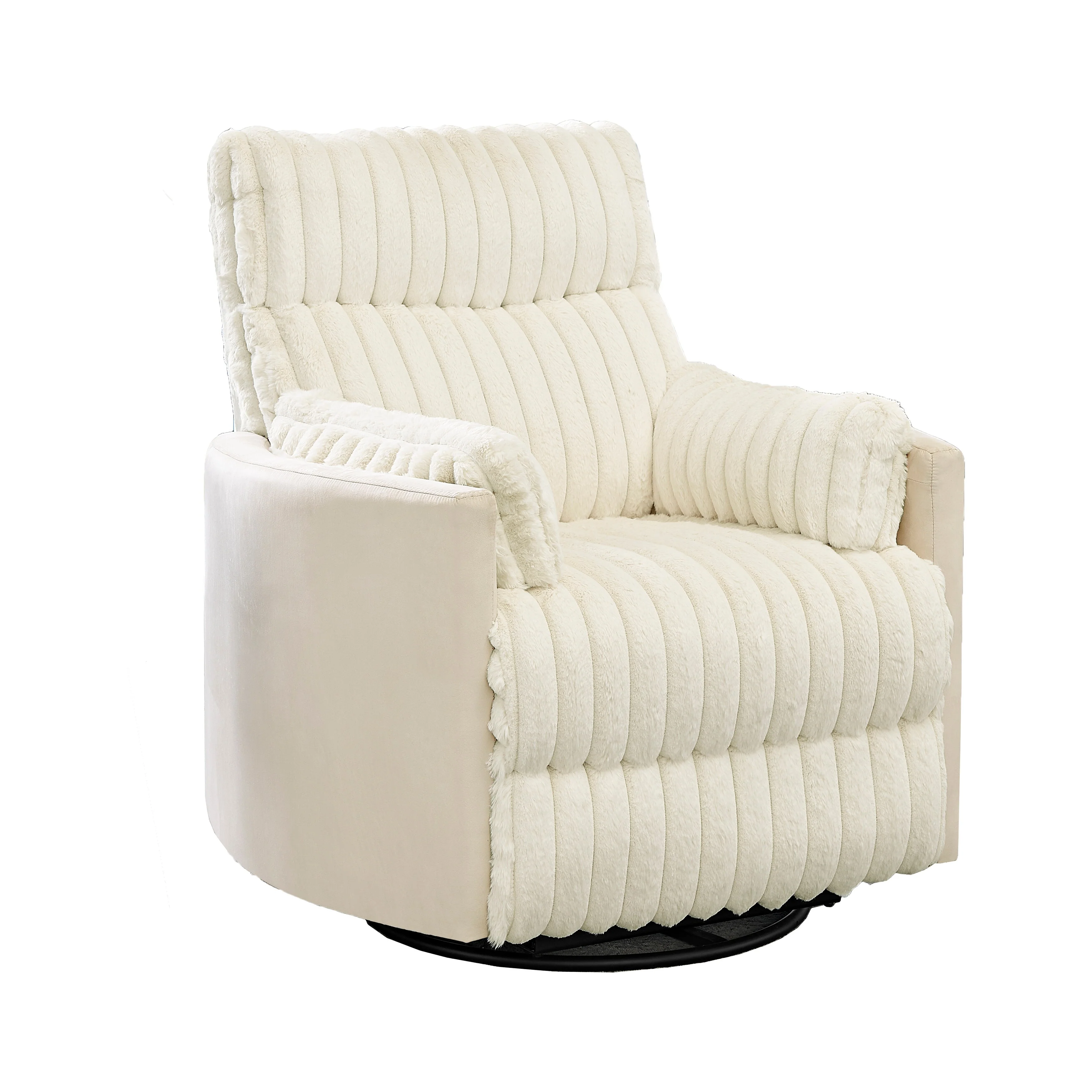 Swivel Recliner Chair with 360�� Rotation and Manual Recline - Wide Plush Seat, Pillow-Top Arms, Pocket/Sinuous Springs