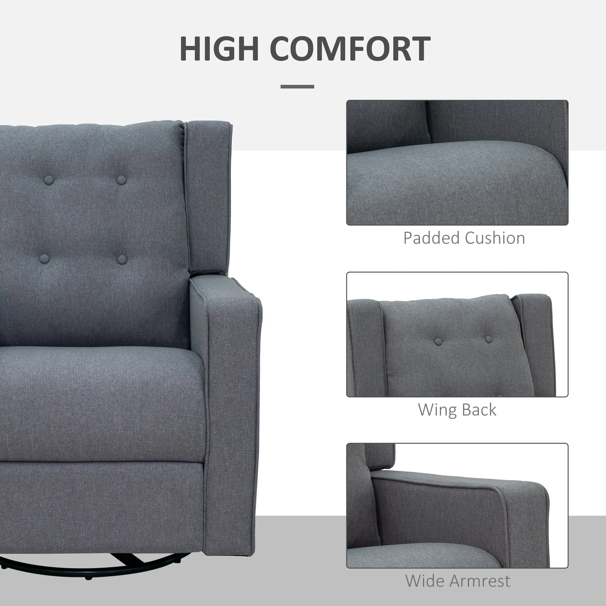 Wingback swivel recliner chair glider