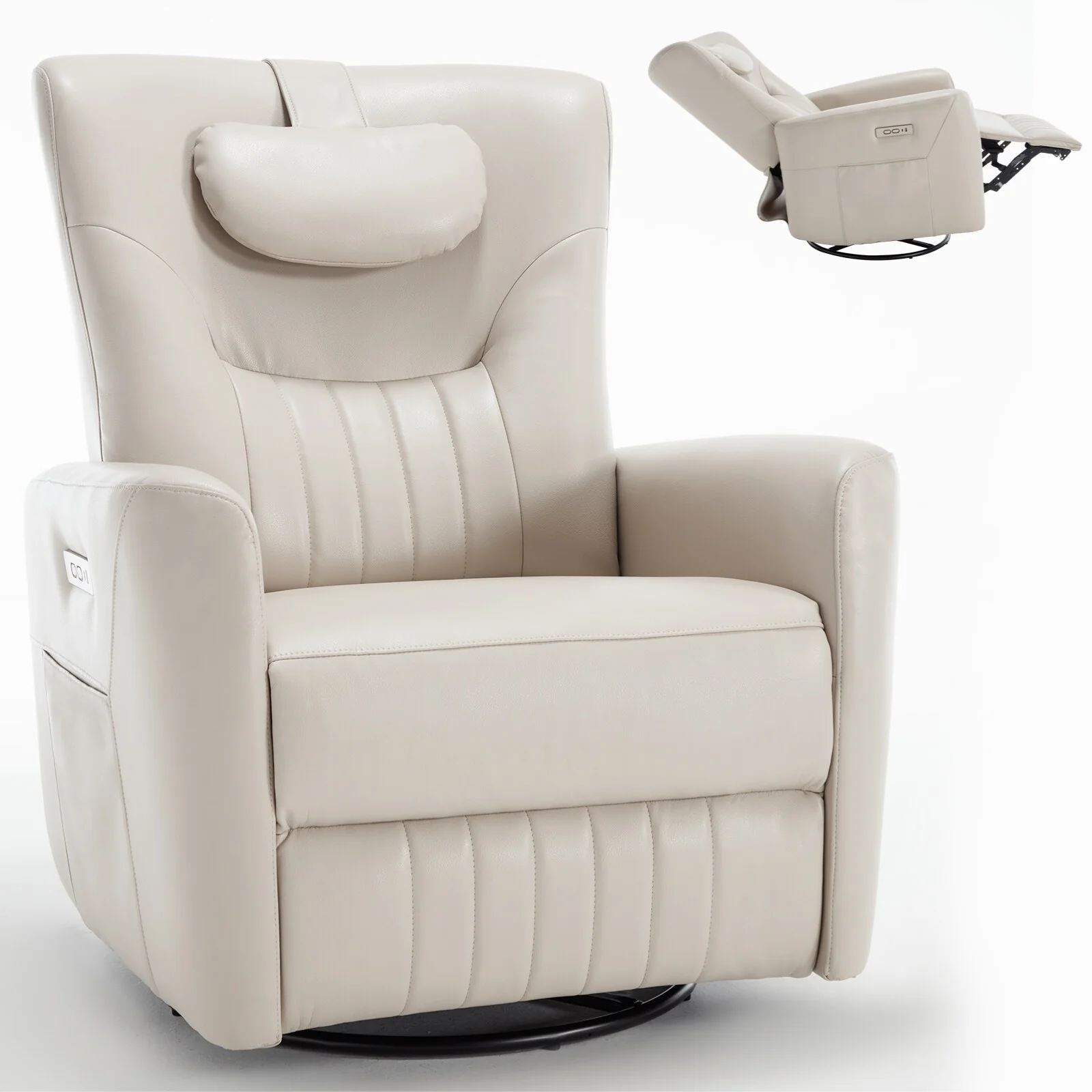 Swivel and Rocker Power Recliner Chair with Lumbar