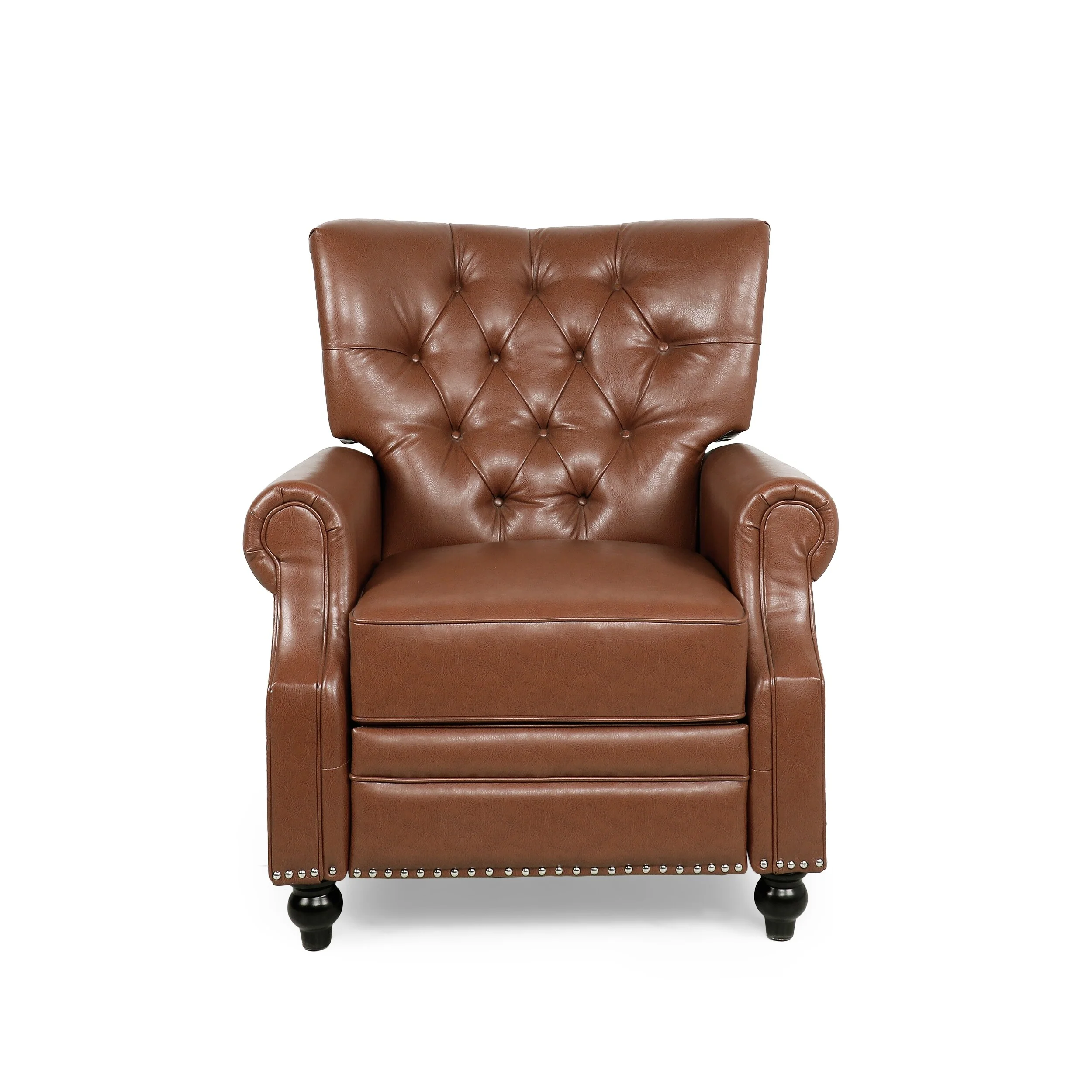 Button?Tufted Push?Back Recliner Chair with Nailhead & Rolled Arms