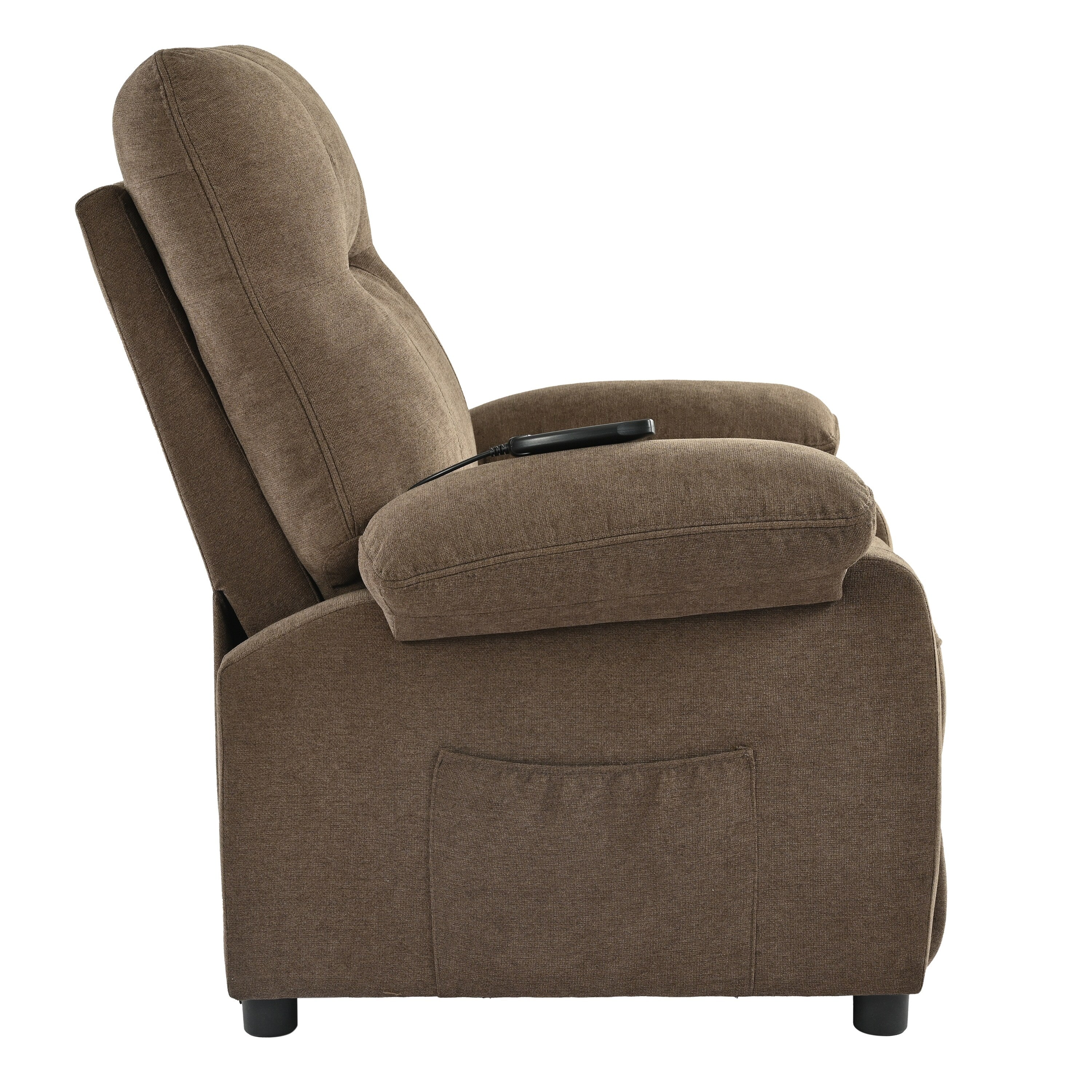 Black Manual Recliner with Massage, Heat, and Solid Wood Frame