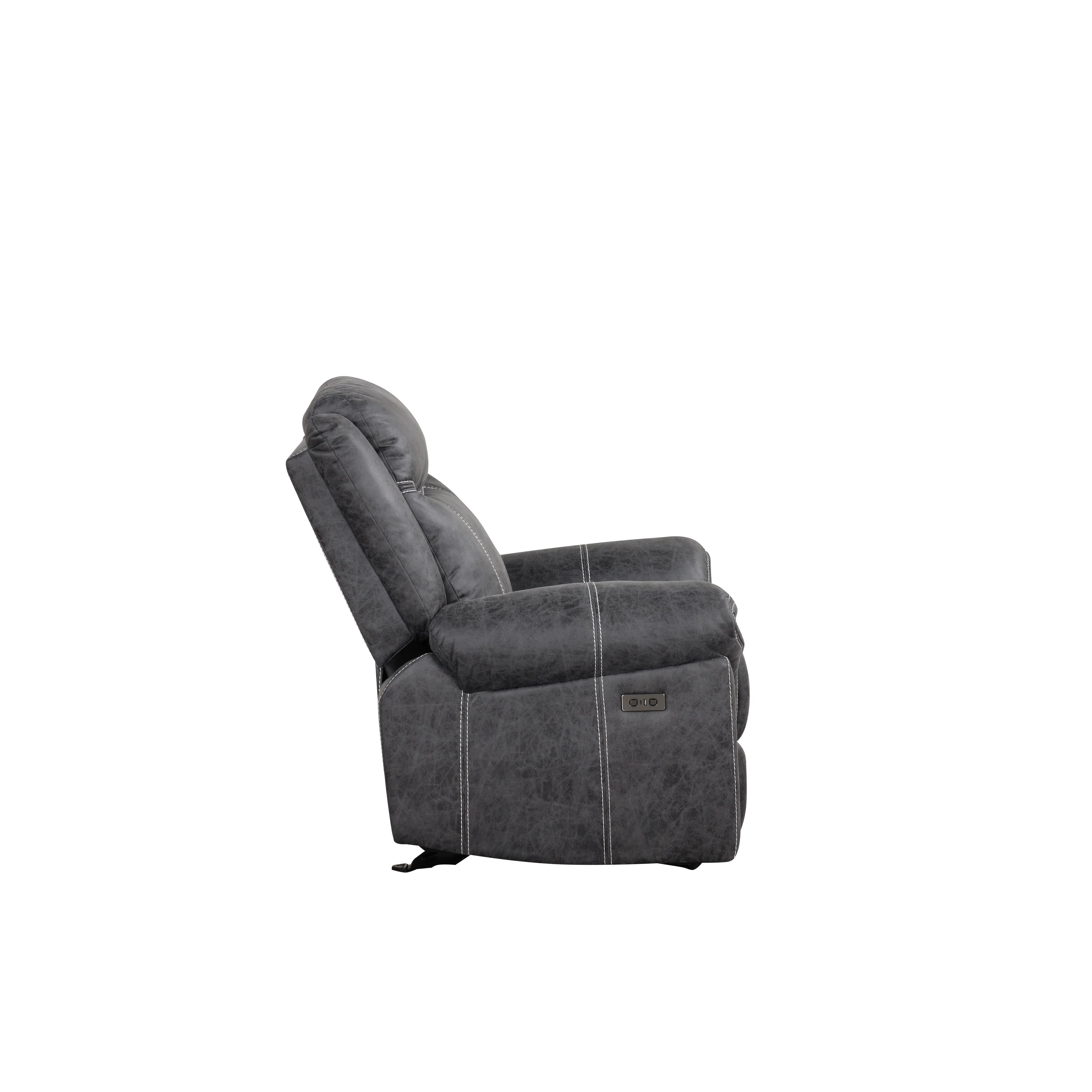 Dark Gray Polish Microfiber Power Motion Glider Recliner