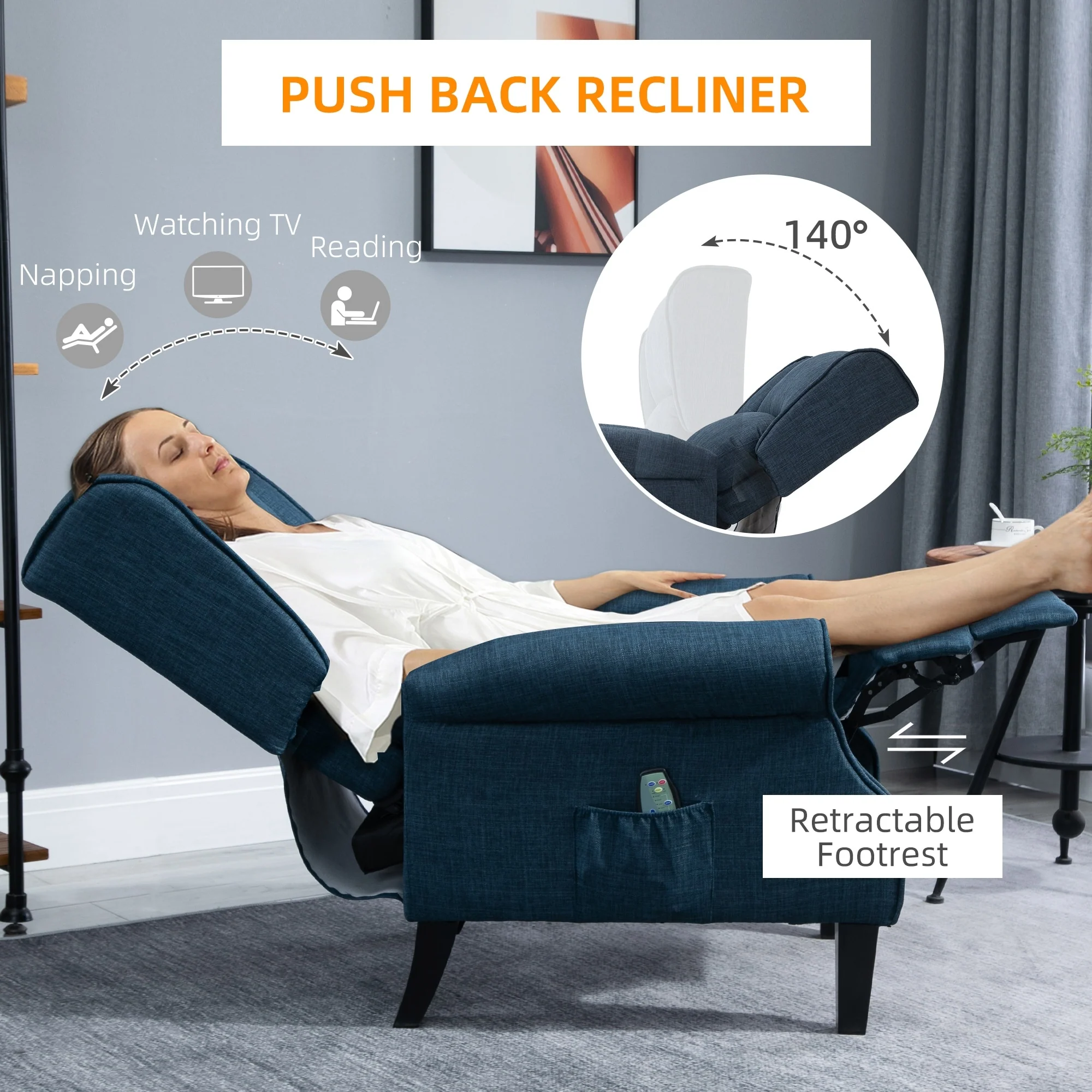Massage Recliner Sofa with Heat Function, Remote Control