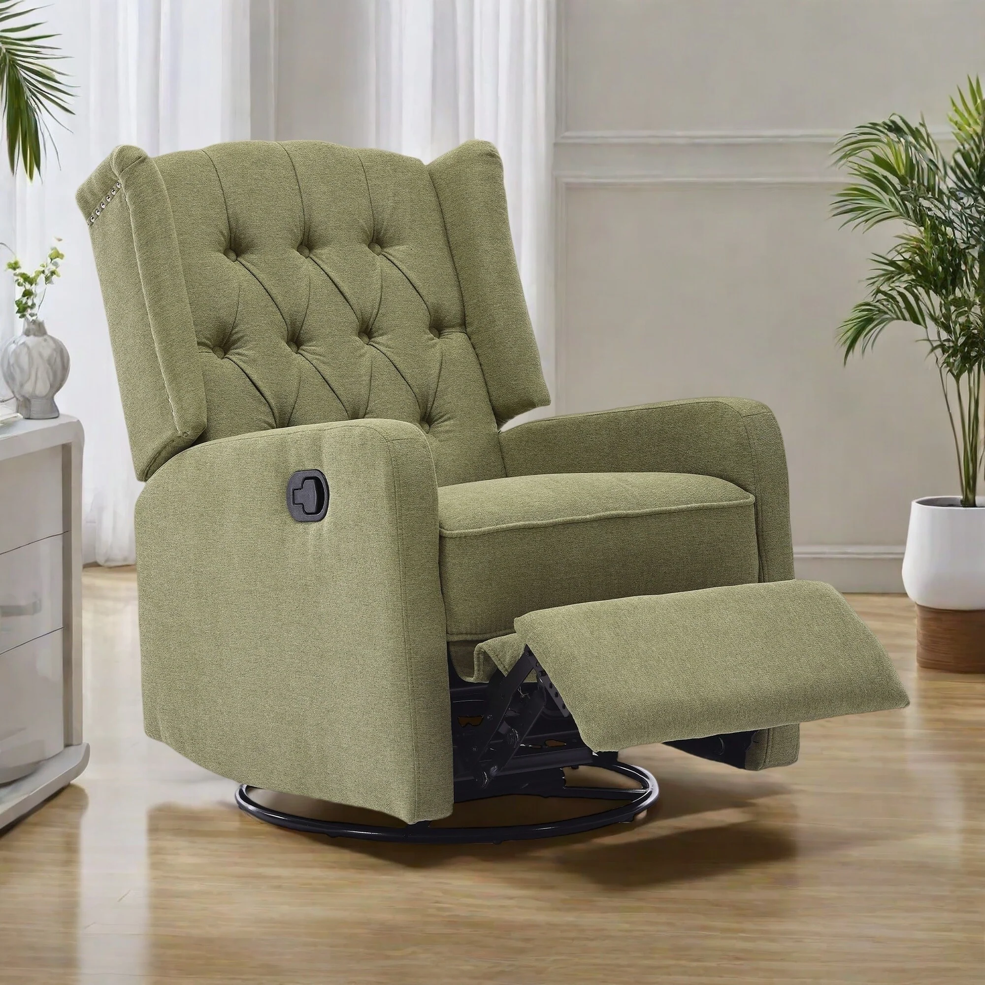 Swivel Recliner Rocking Lounge Chair with Footrest, Glider Motion, and Ergonomic Design