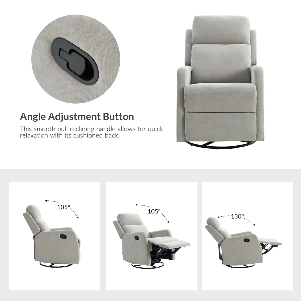 Julian Modern Swivel Rocker Manual Recliner by HULALA HOME