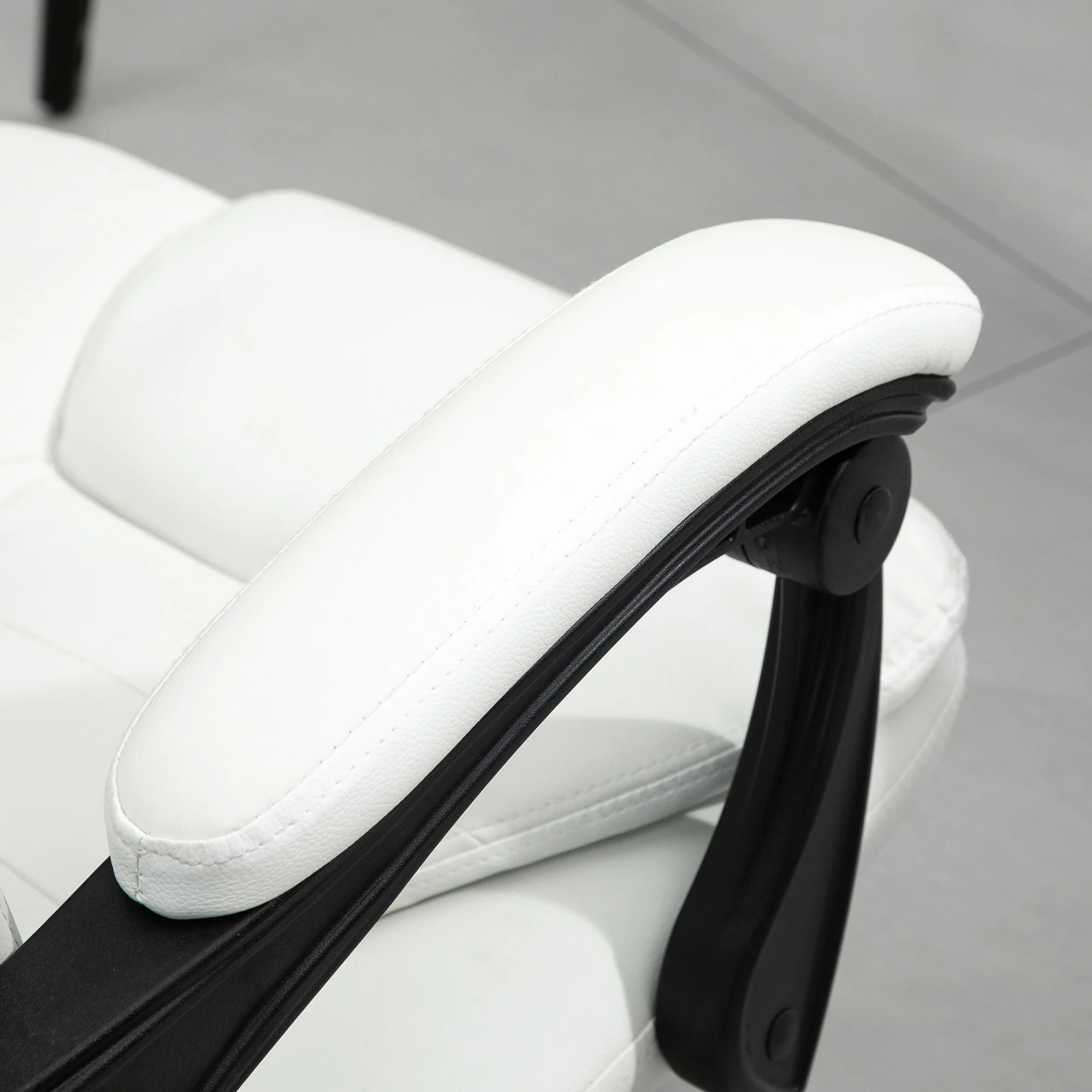 Ergonomic PU Leather Office Chair with 7-Point Massage, Reclining Backrest, Lumbar Cushion & Retractable Footrest