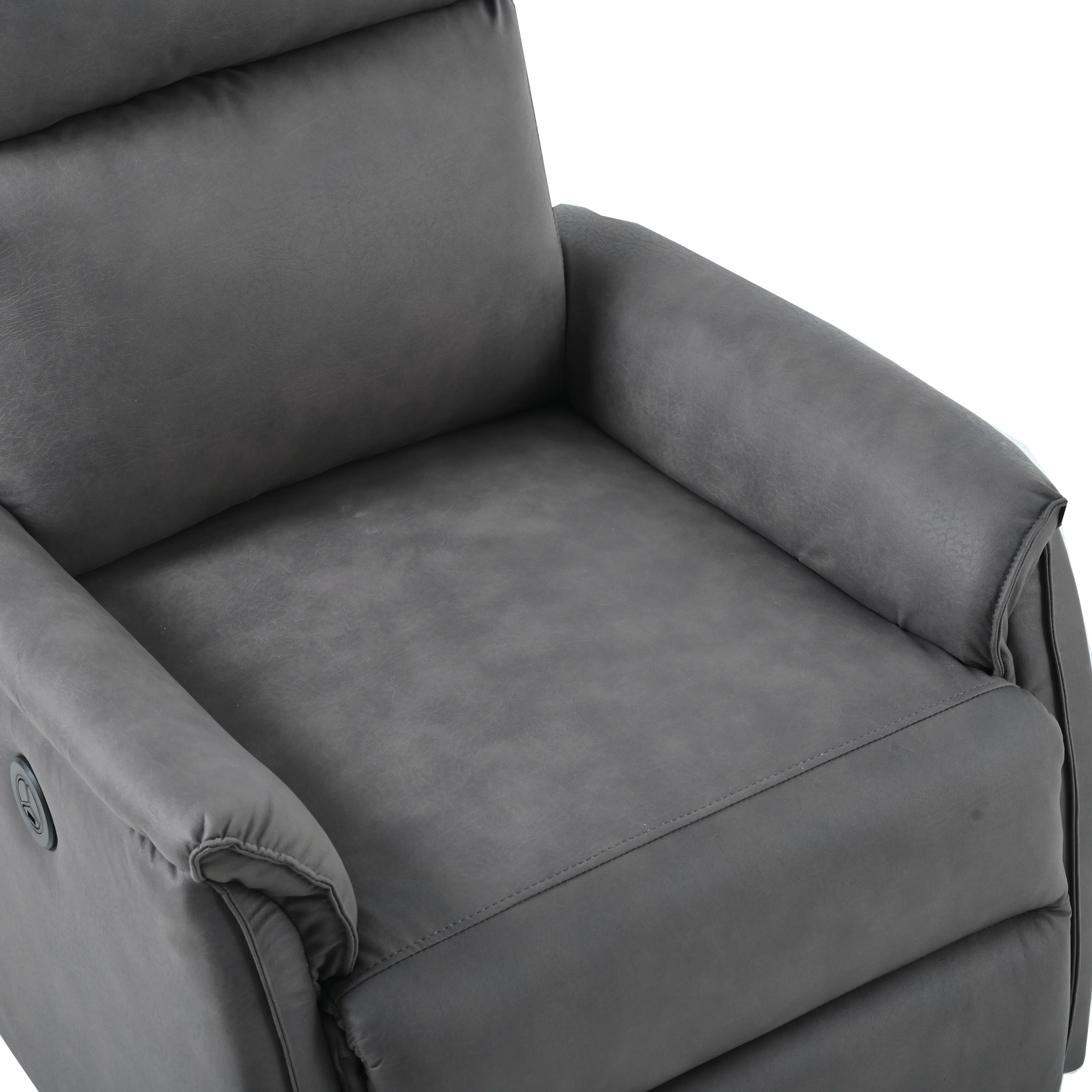 Grey Electric Reclining Chair with USB, Side Control, and Compact Design