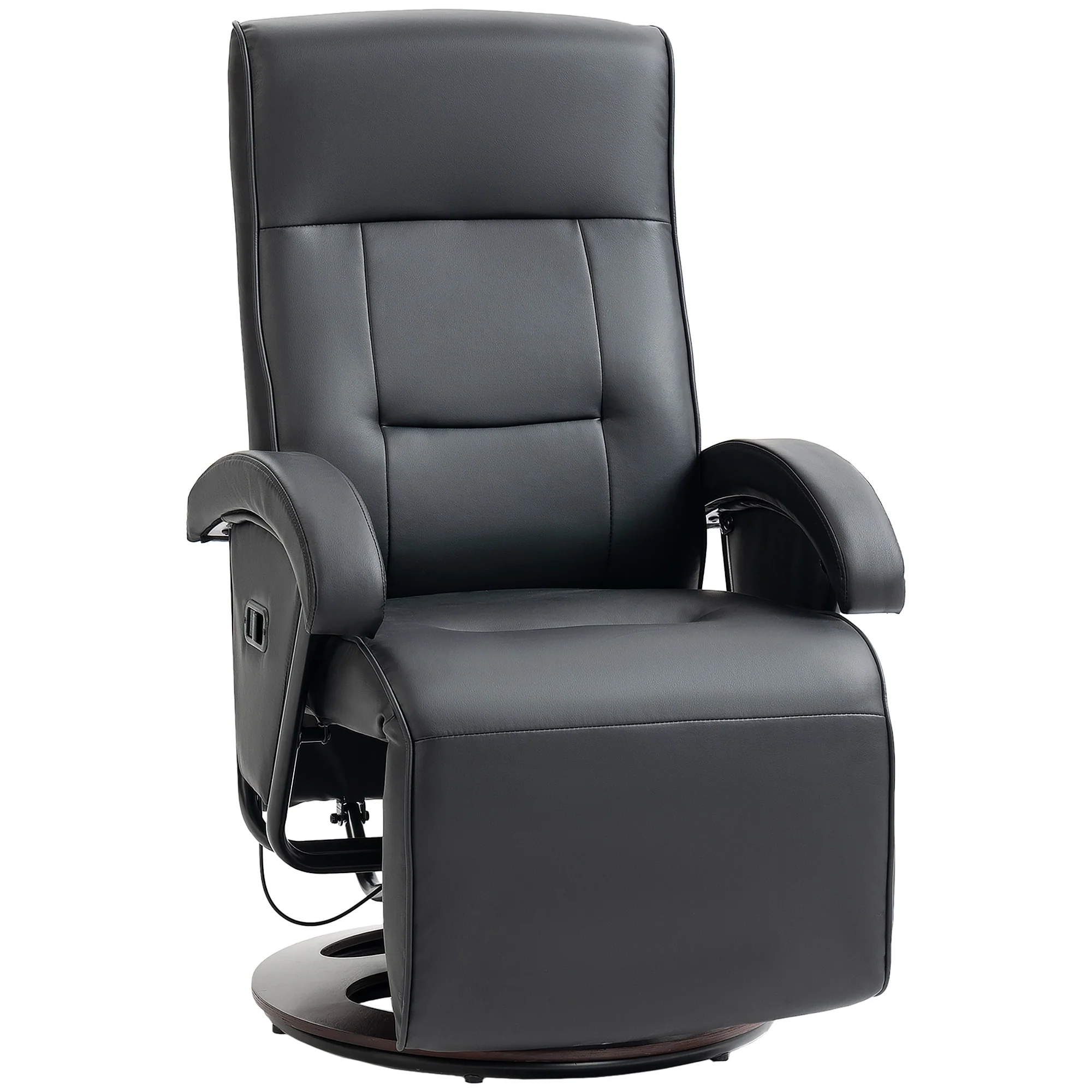 HOMCOM PU Recliner with Footrest, Lounge Chair with 135�� Adjustable Backrest, Swivel Wood Base