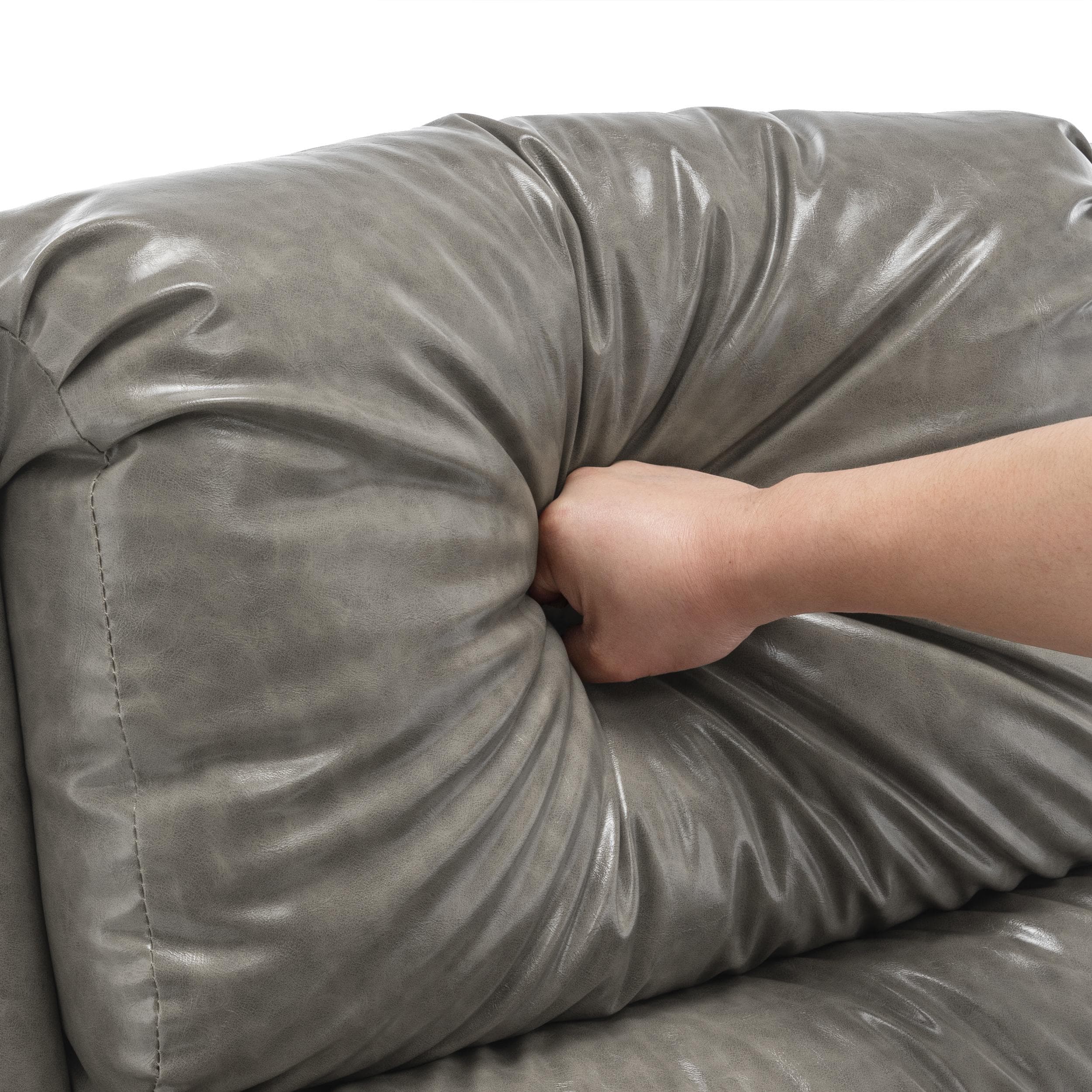 Mid-Century Nailhead Pu Leather Linen Recliner