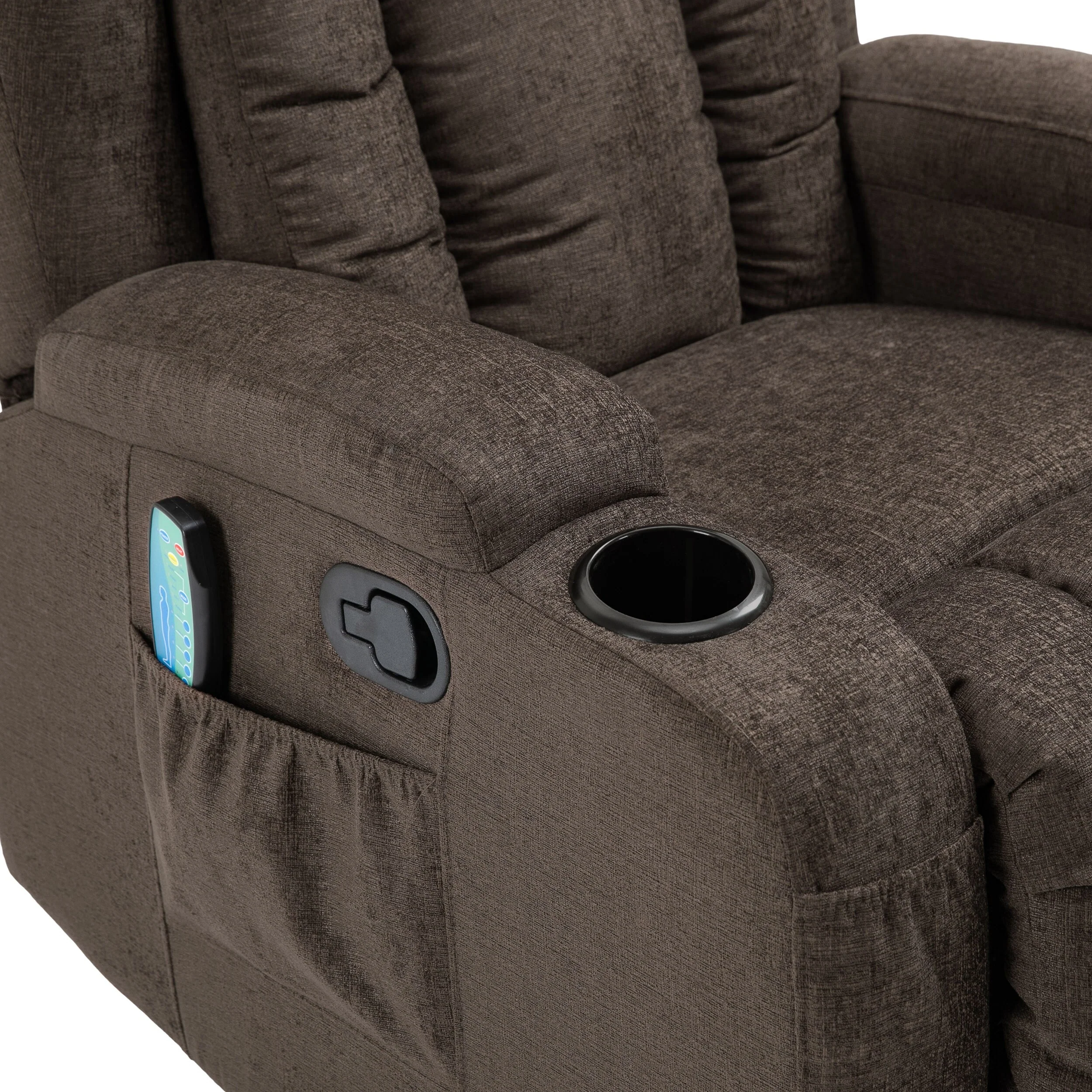 Massage Recliner with Heating, 5 Modes, Cup Holders, Remote Control, and Manual Reclining Feature