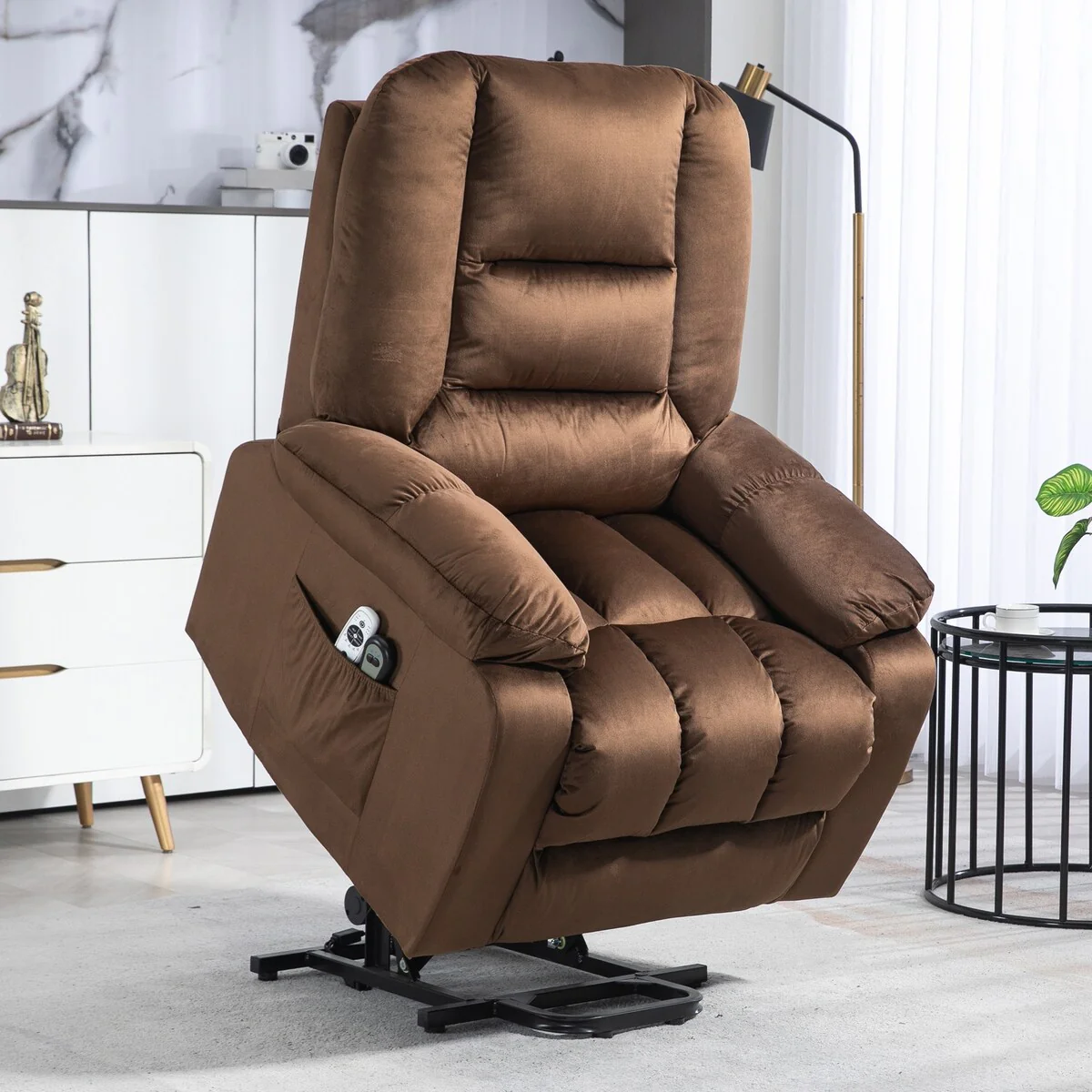 HOMCOM Power Lift Recliner Chair, Ergonomic Massage Chair with 4 Positions and Heating
