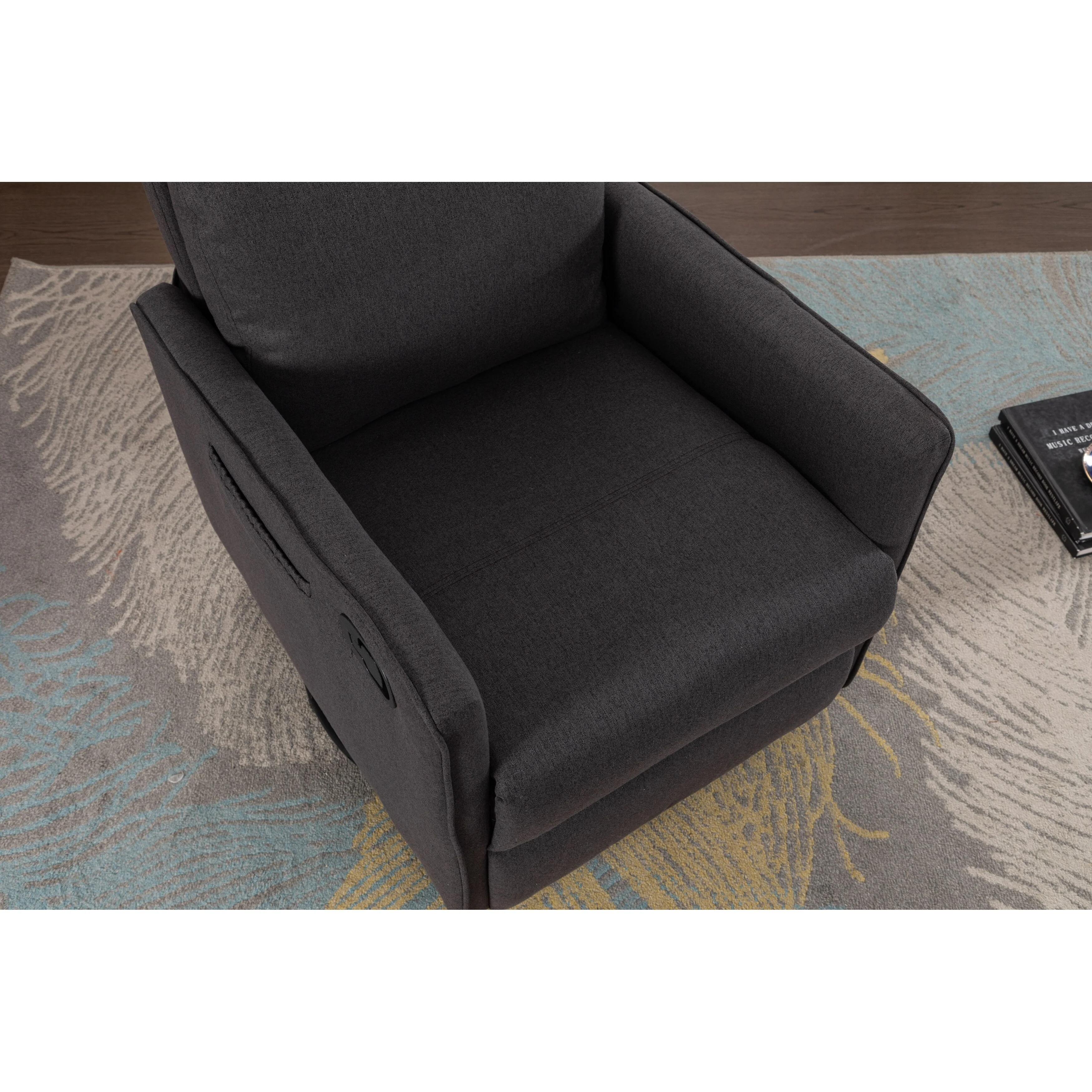 Manual Swivel Rocker Recliner Chair with Adjustable Back & Footrest