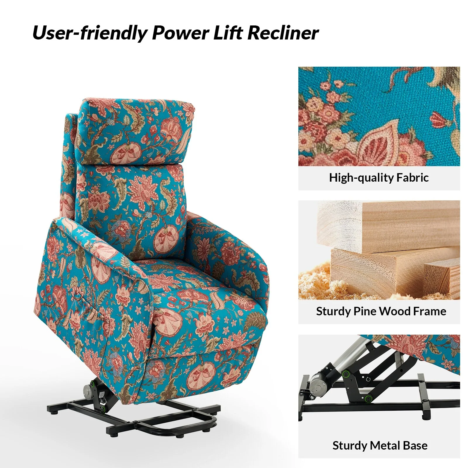Elisa Power Remote Lift Assist Recliner with Metal Base