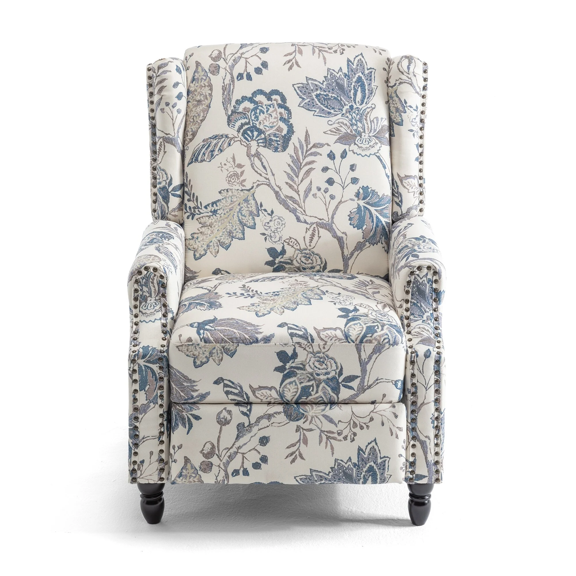 Linen Manual Upholstered Recliner with Wood Legs