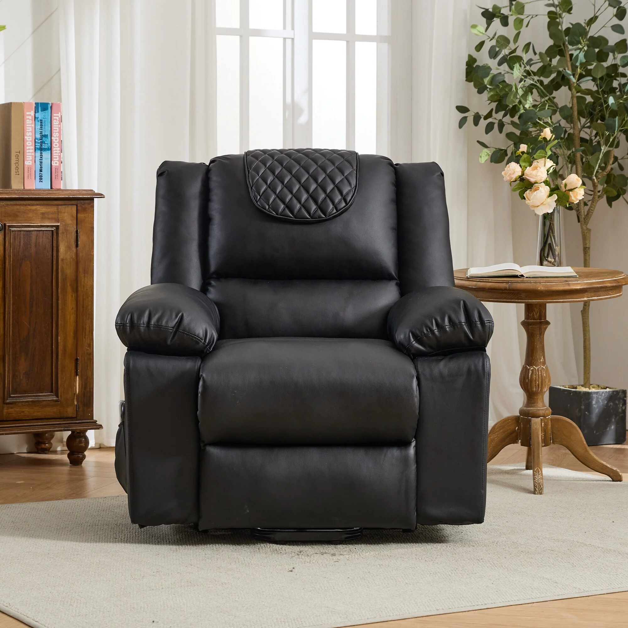 PU Leather Power Lift Recliner - Electric Heat  Massage Chair, Remote Control, Wide Seat - Elderly Comfort Assistive Recliner