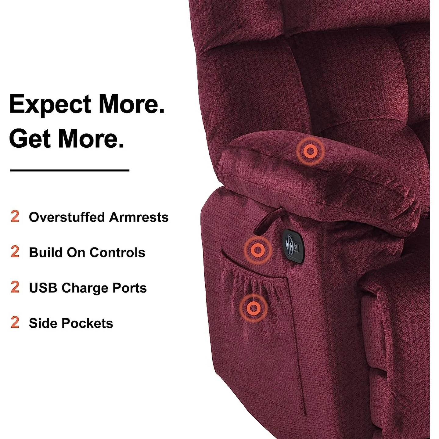 MCombo Electric Power Reclining Loveseat Sofa with Heat and Massage, Fabric 6237