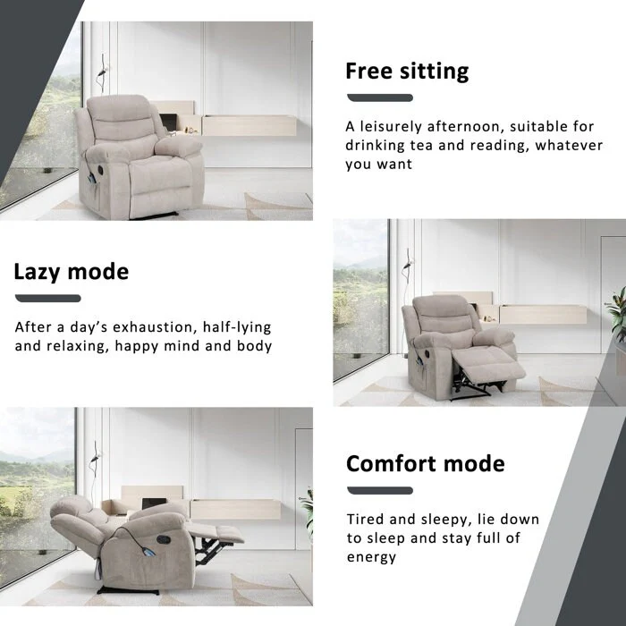 Soft Recliner Chair with Massage and Heat Function