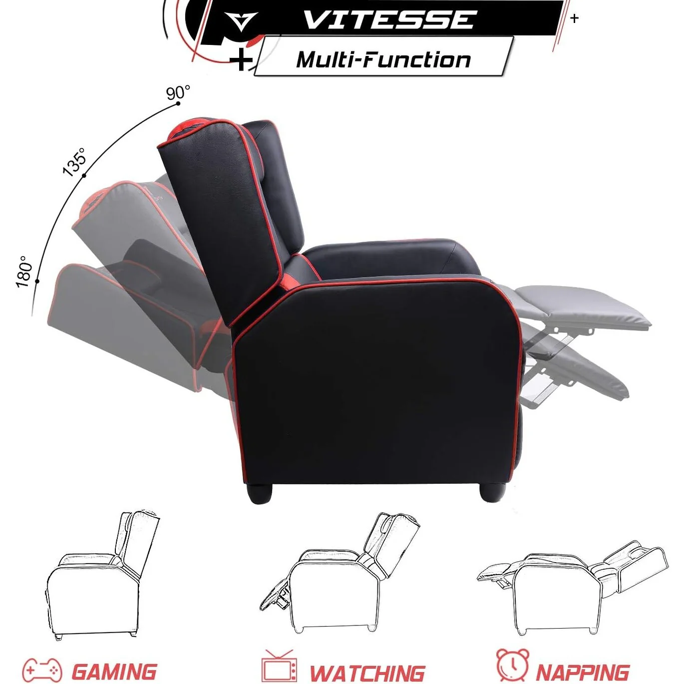 BOSSIN Gaming Recliner Chair Racing Style High Back Chair Living Room Recliners Theater Seating