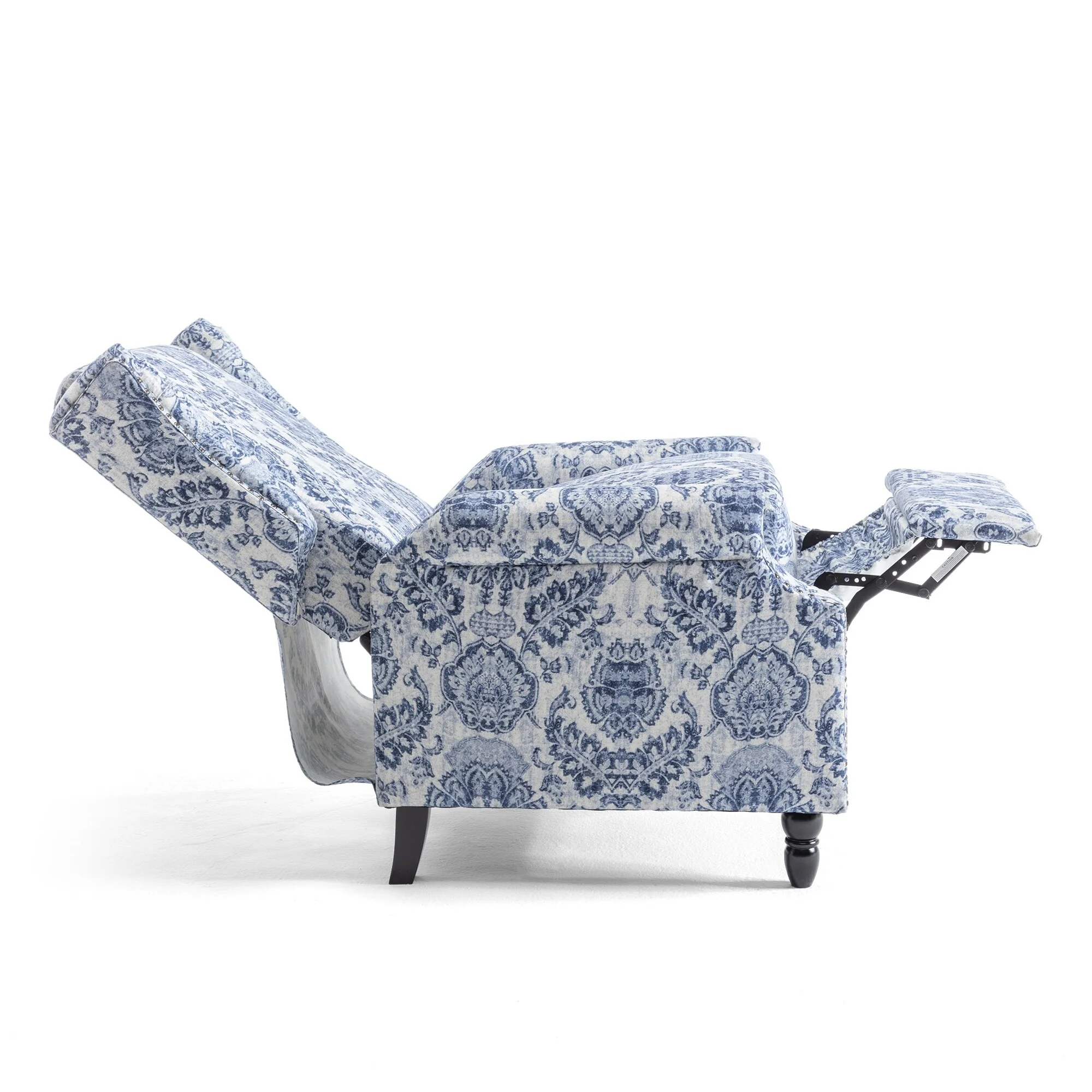 Linen Manual Upholstered Recliner with Wood Legs