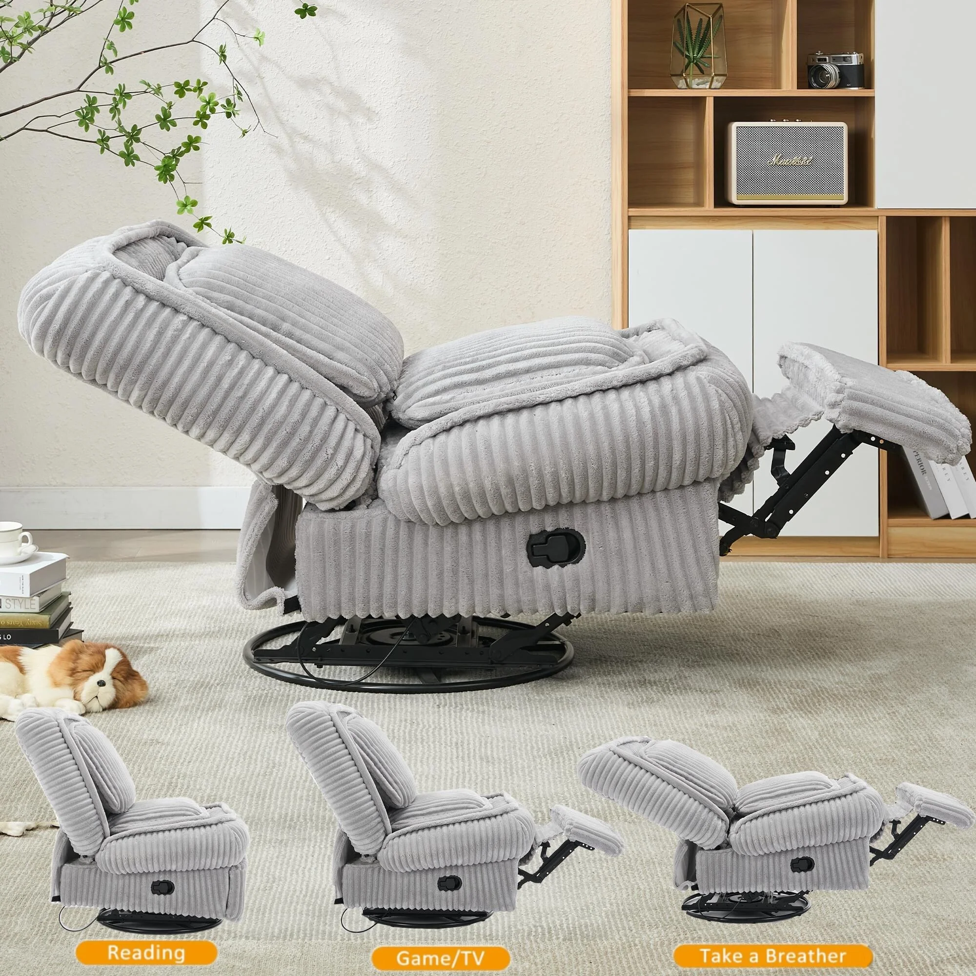 360�� Swivel Rocking Single Sofa,Recliner Sofa, Manual Glider Rocking Armless Chair,Living Room Office