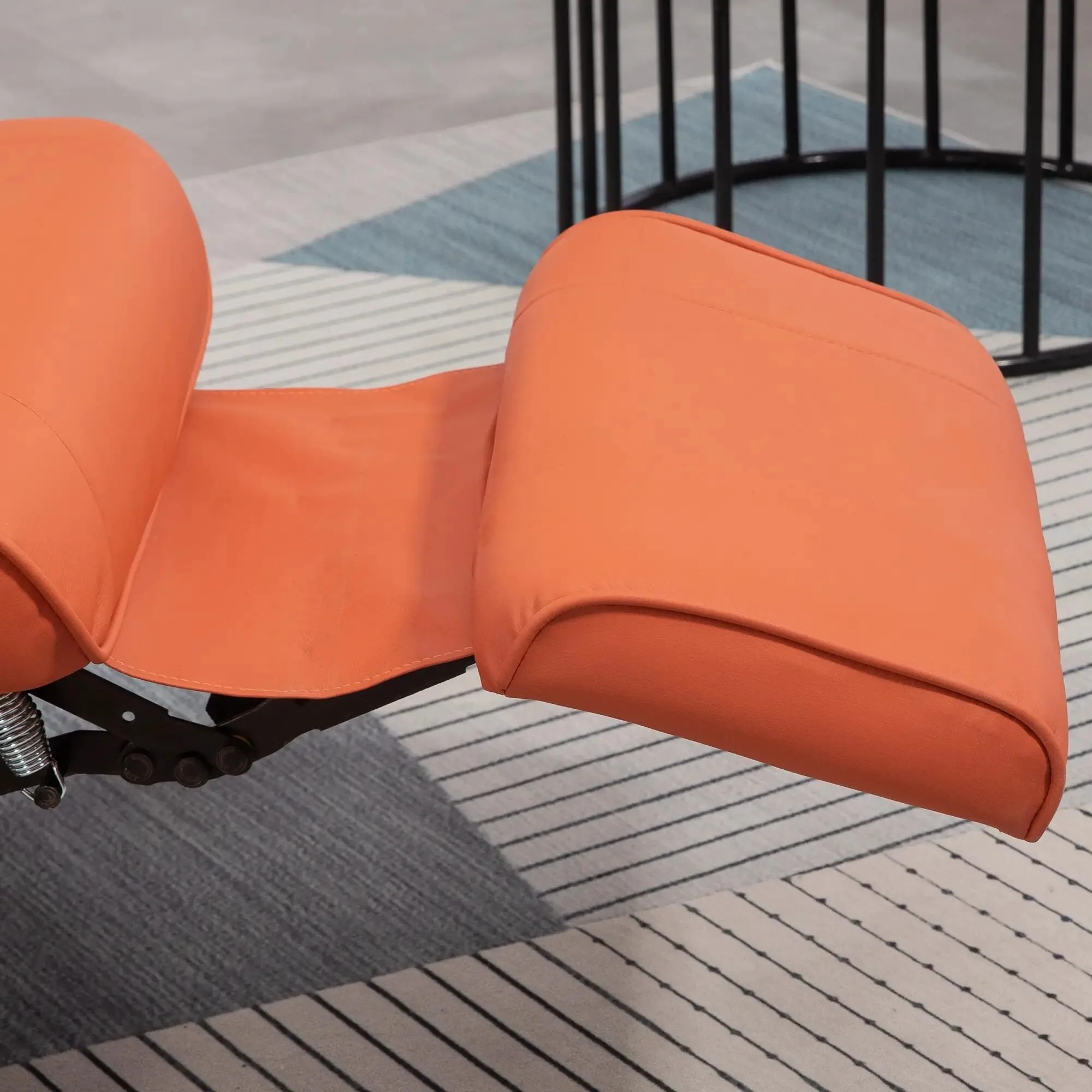 Faux Leather Recliner Chair, Swivel Recliner with Footrest, Armrest