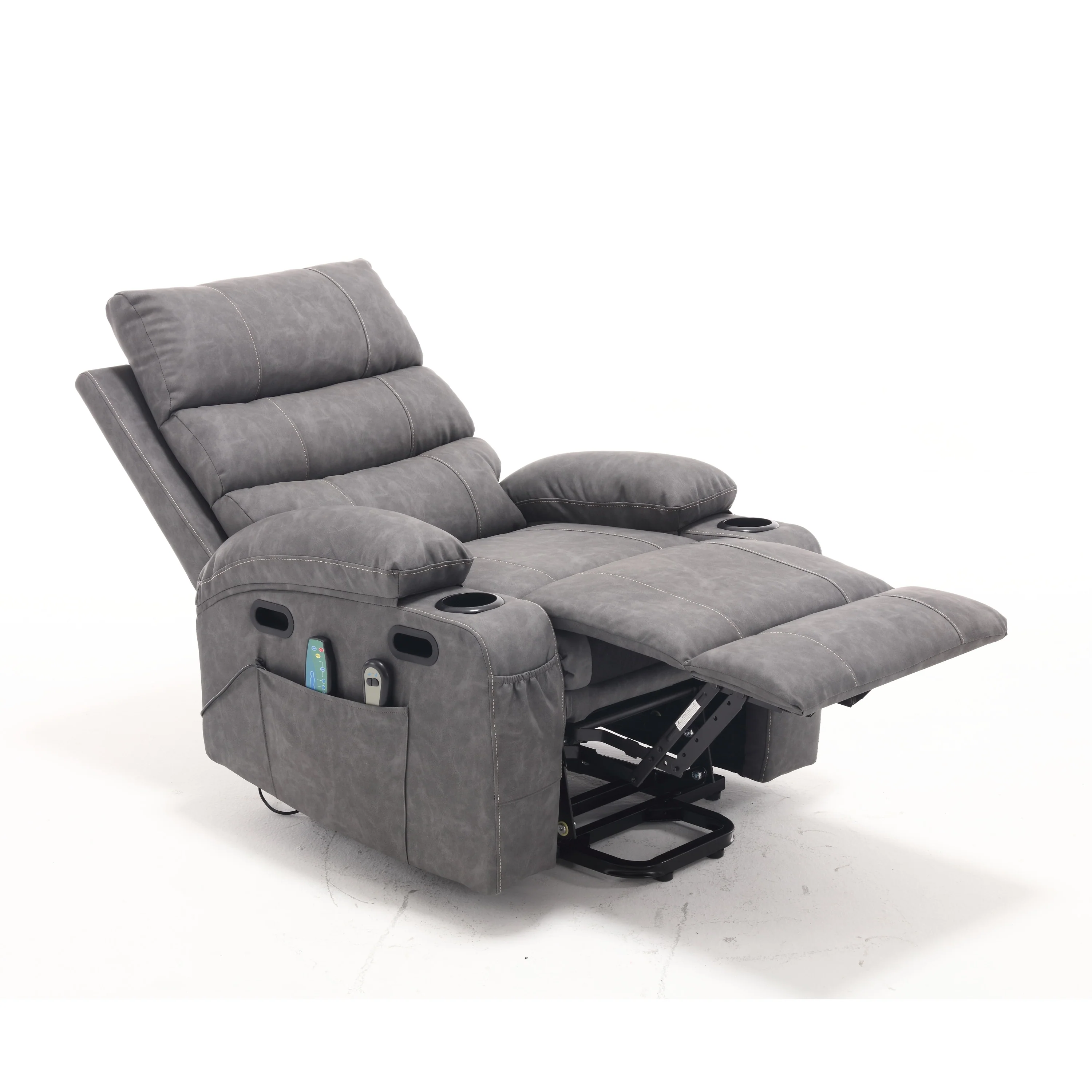 PU Leather Power Lift Recliner with Massage, Heating & Cup Holders