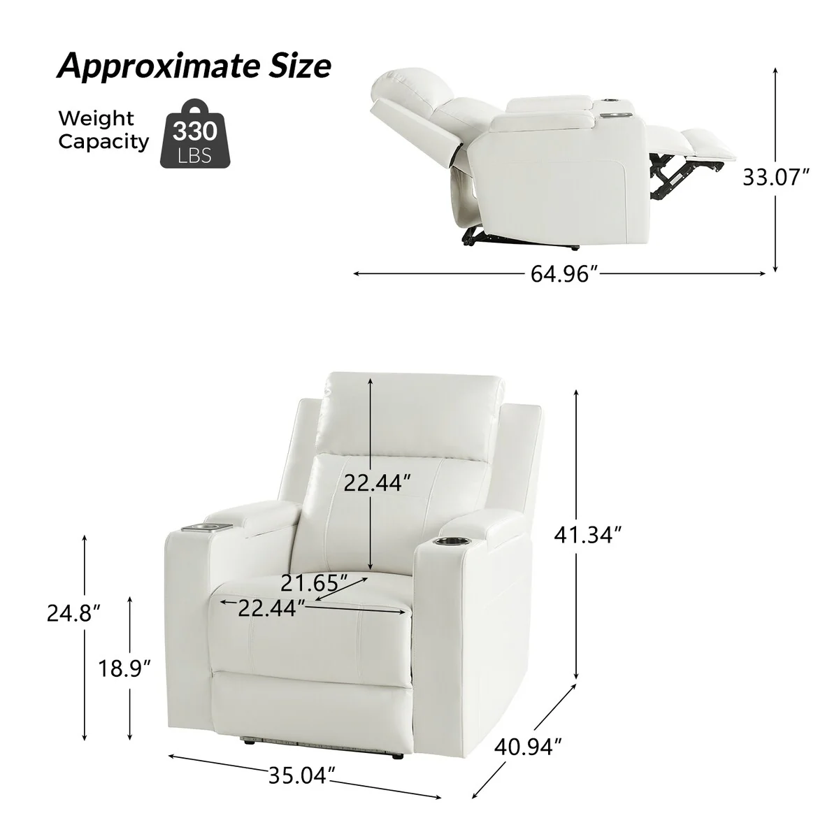 Marion Classic 35.5 Wide Power Recliner with Cup Holder by HULALA HOME